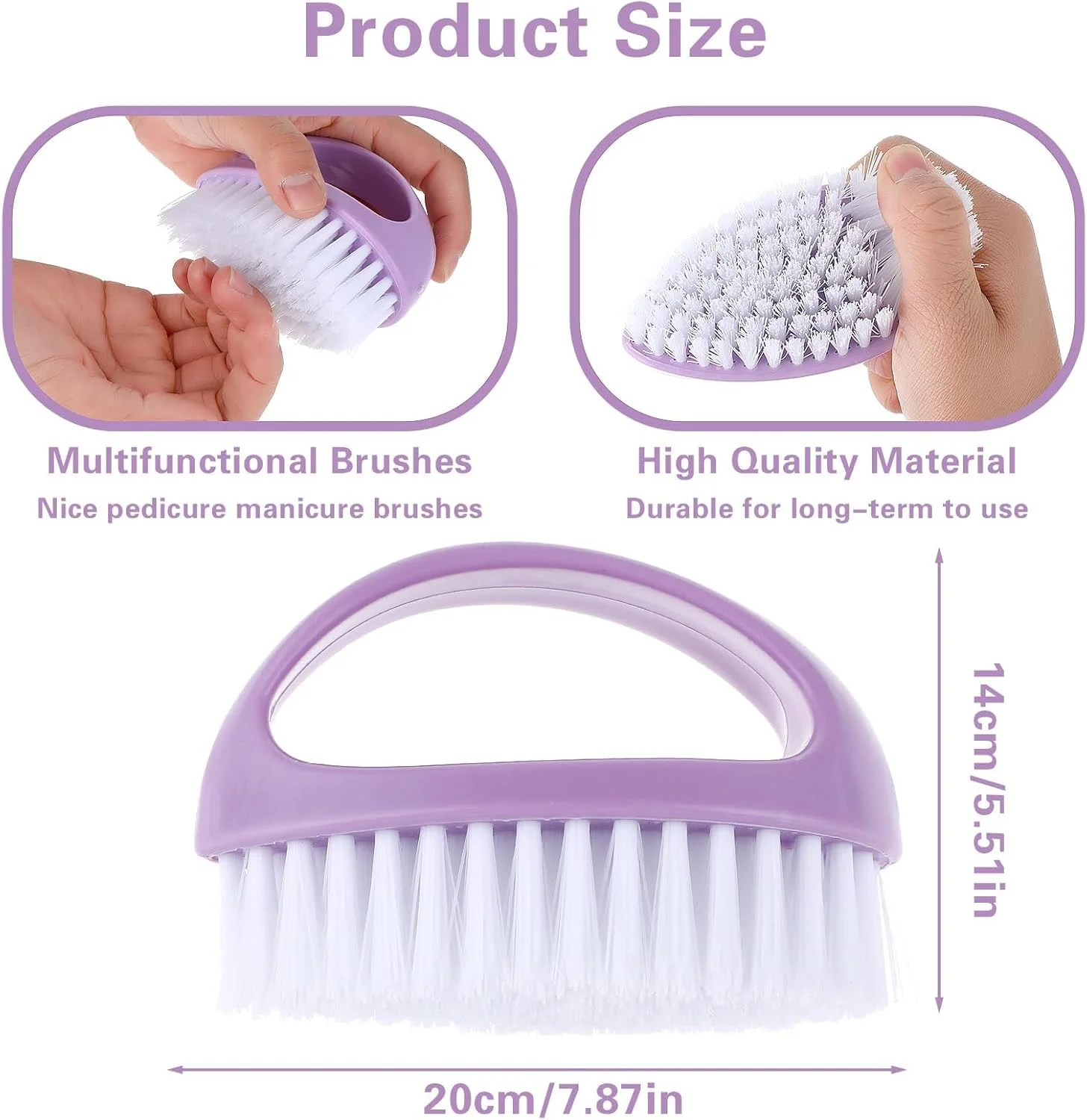 برس ناخن دستی سنگین CVNRCLP - بسته 2 عددی برس تمیز کننده دسته دار با موهای نایلونی محکم برای تمیز کردن عمیق ناخن های دست، پا و زیر ناخن - ایده آل برای مکانیک ها و باغبان ها