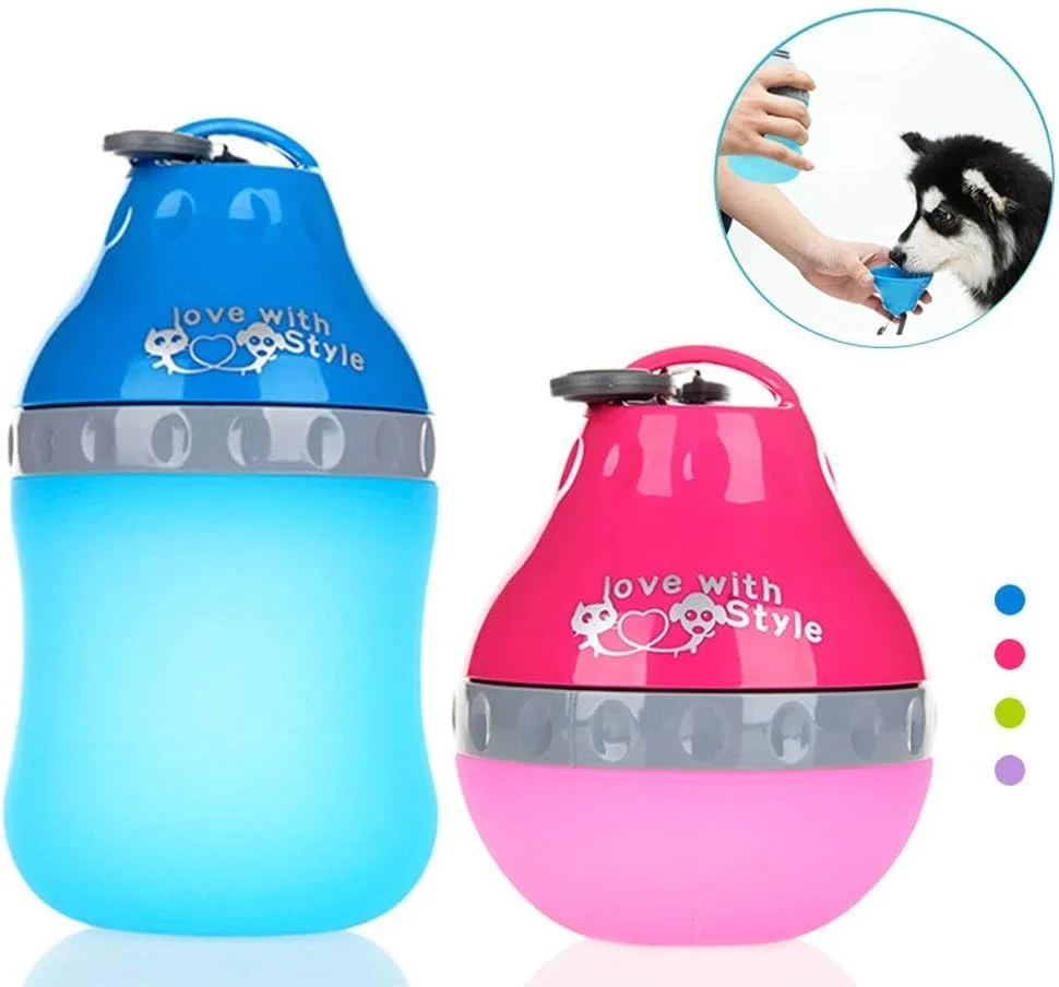 بطری آب سگ خانگی برای سگ های کوچک، فواره های نوشیدنی مسافرتی، سیلیکونی قابل حمل، لوازم حیوانات خانگی فضای باز تدی گربه (رنگ: رز، اندازه: 200ML)