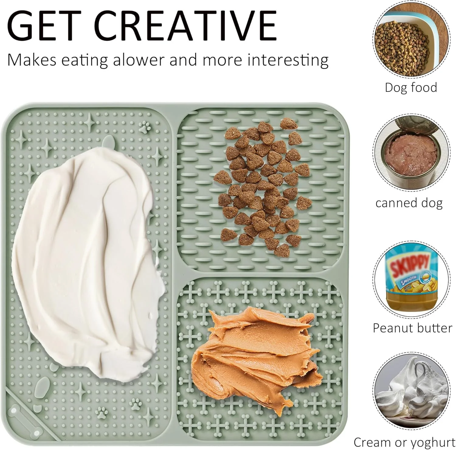 وینگ‌کیسز - پد لیسیدن سگ و گربه، بسته 2 عددی، 100% سیلیکونی، مناسب توله سگ با مکنده‌های فنجانی، کاهش اضطراب و بی‌حوصلگی، تمیز کردن آسان (سبز روشن و خاکستری)