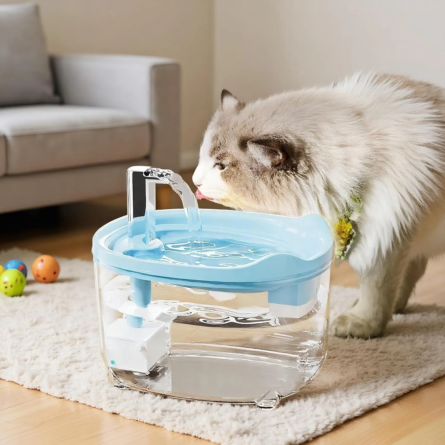 آبخوری فواره ای اتوماتیک برای گربه های خانگی، ظرف آب 1.5 لیتری مناسب حیوانات کوچک، توله سگ، بچه گربه، قابل استفاده در آپارتمان و خانه آبخوری فواره ای اتوماتیک برای گربه های خانگی، ظرف آب 1.5 لیتری مناسب حیوانات کوچک، توله سگ، بچه گربه، قابل استفاده در آپارتمان و خانه