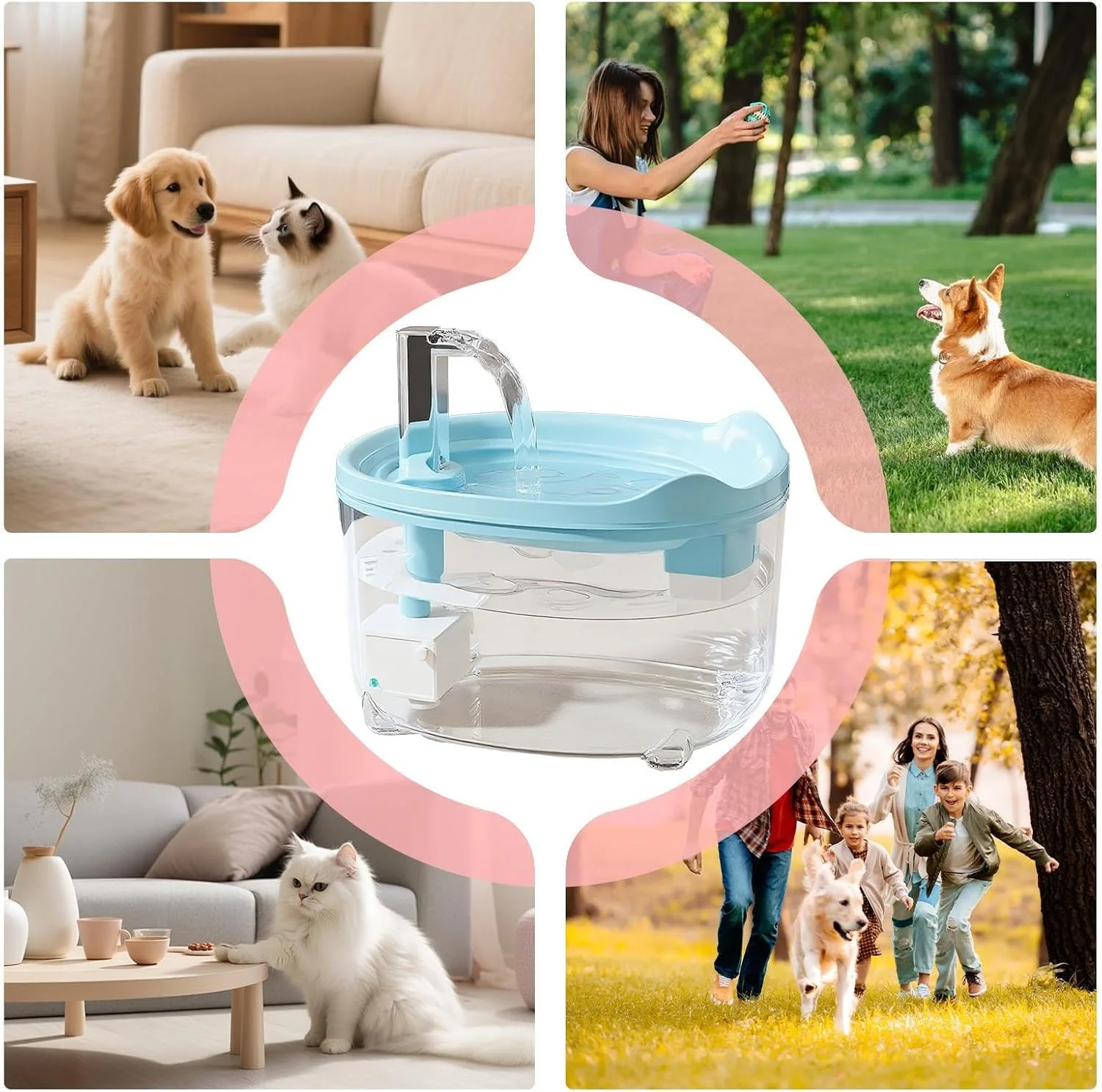 آبخوری فواره ای اتوماتیک برای گربه های خانگی، ظرف آب 1.5 لیتری مناسب حیوانات کوچک، توله سگ، بچه گربه، قابل استفاده در آپارتمان و خانه آبخوری فواره ای اتوماتیک برای گربه های خانگی، ظرف آب 1.5 لیتری مناسب حیوانات کوچک، توله سگ، بچه گربه، قابل استفاده در آپارتمان و خانه