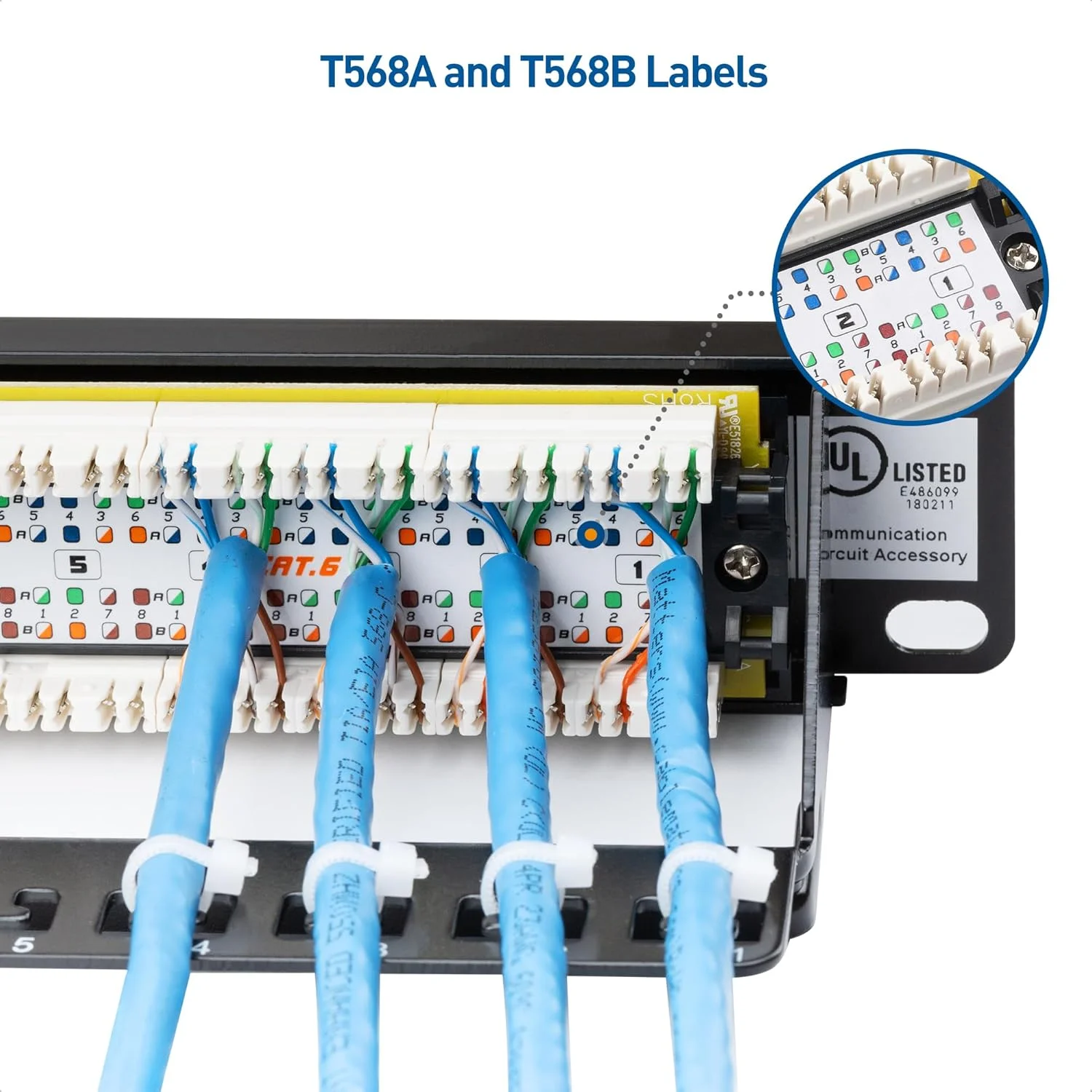 پنل پچ 24 پورت Cable Matters با قابلیت نصب در رک یا روی دیوار، 19 اینچی با میله نگهدارنده، پنل پچ شبکه Cat6 1U برای اترنت 10 گیگابیتی، سازگار با ابزارهای Impact 110 یا Krone پنل پچ 24 پورت Cable Matters با قابلیت نصب در رک یا روی دیوار، 19 اینچی با میله نگهدارنده، پنل پچ شبکه Cat6 1U برای اترنت 10 گیگابیتی، سازگار با ابزارهای Impact 110 یا Krone