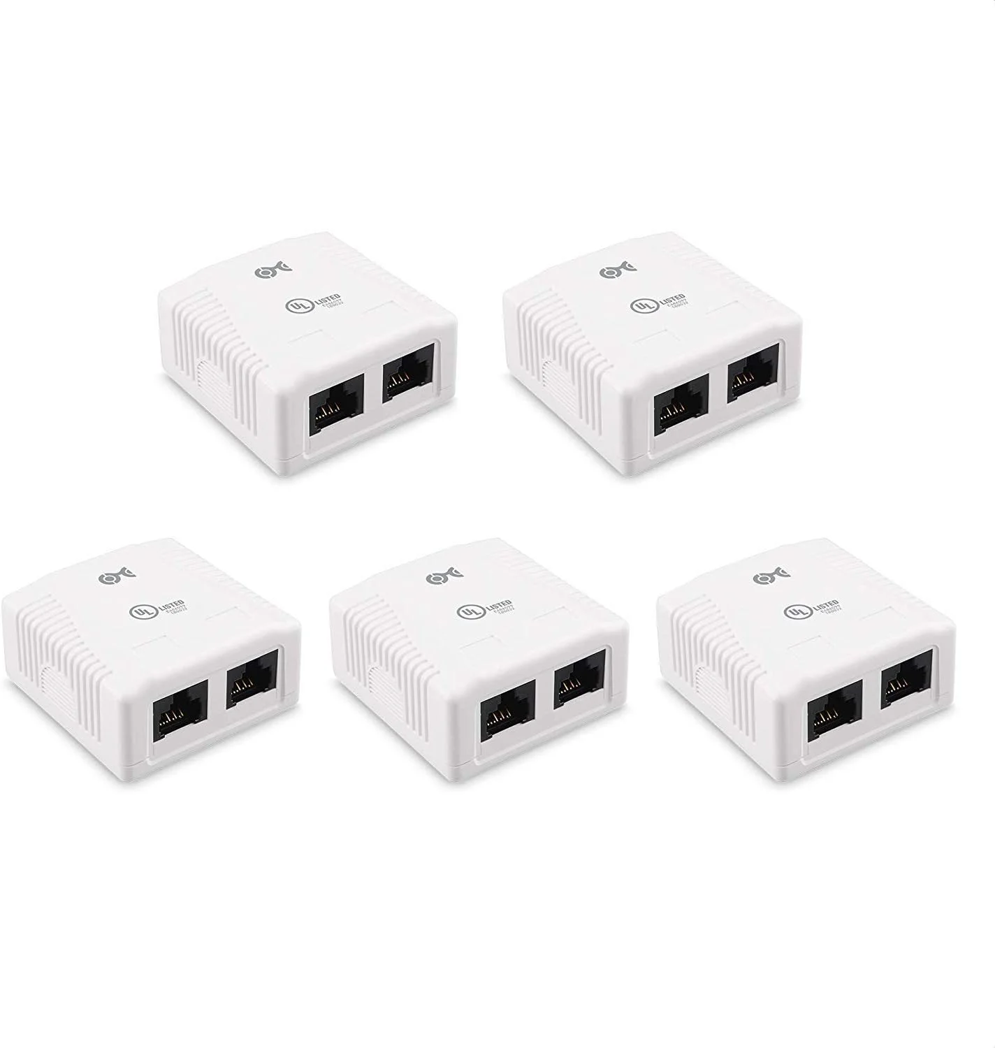 جعبه روکار Cat6 RJ45 کیبل Matters دارای گواهینامه UL - بسته 5 عددی - 2 پورت سفید (جعبه نصب اترنت Cat6)