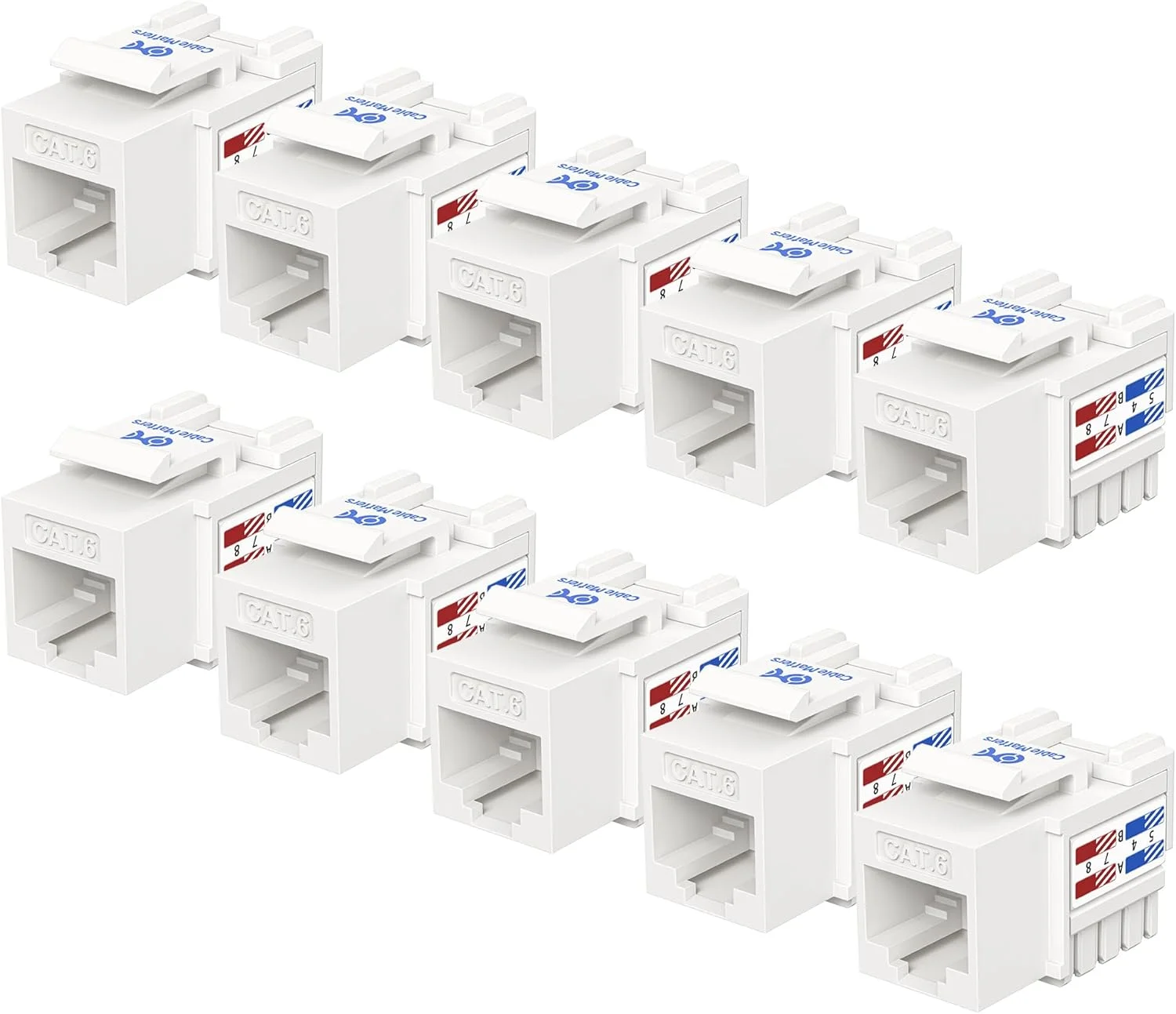 پک 10 عددی جک کیستون RJ45 با لیست UL از Cable Matters، رنگ سفید