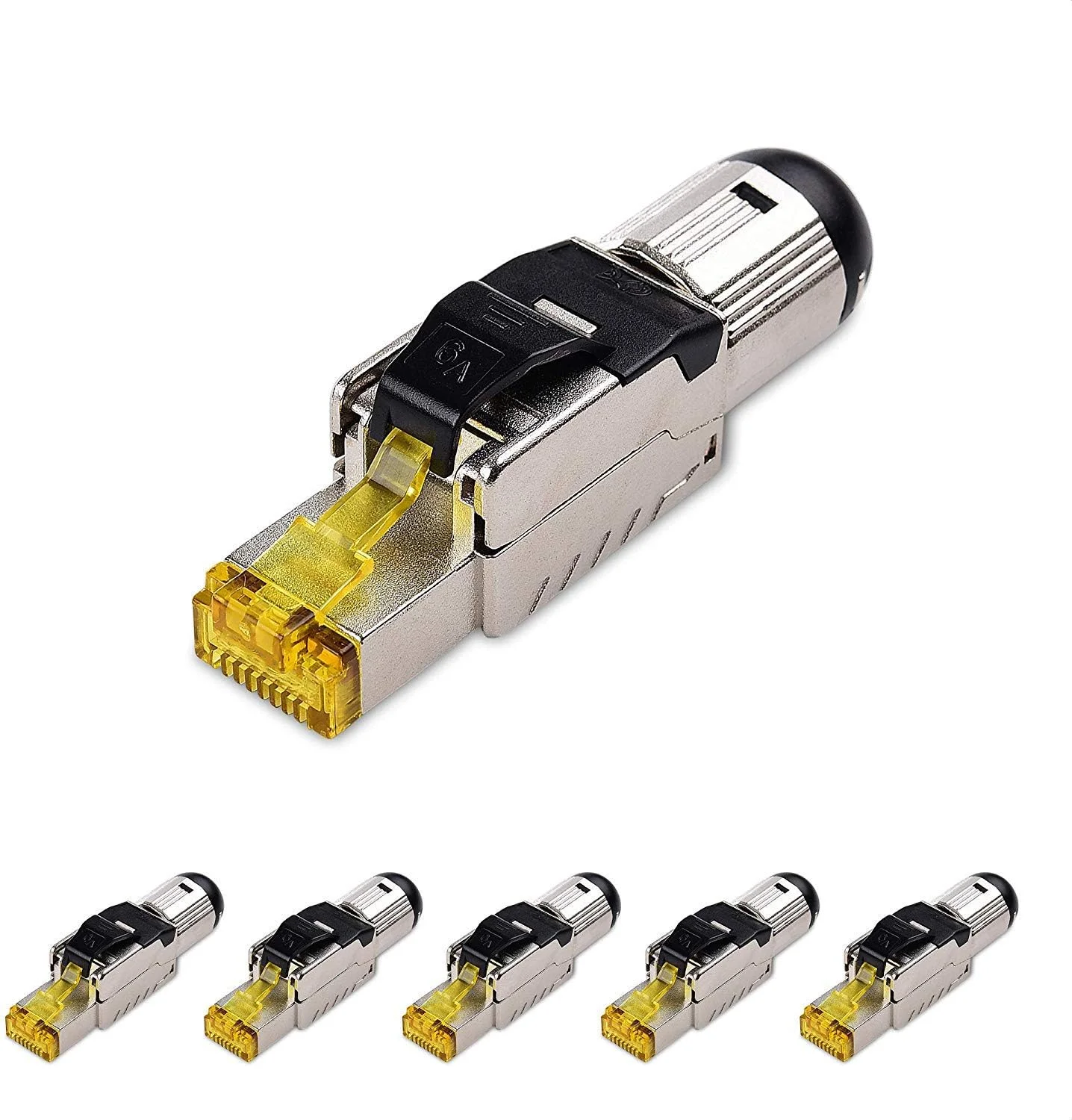 پک 6 عددی کانکتور RJ45 شیلددار Cat 6A بدون نیاز به ابزار Cable Matters