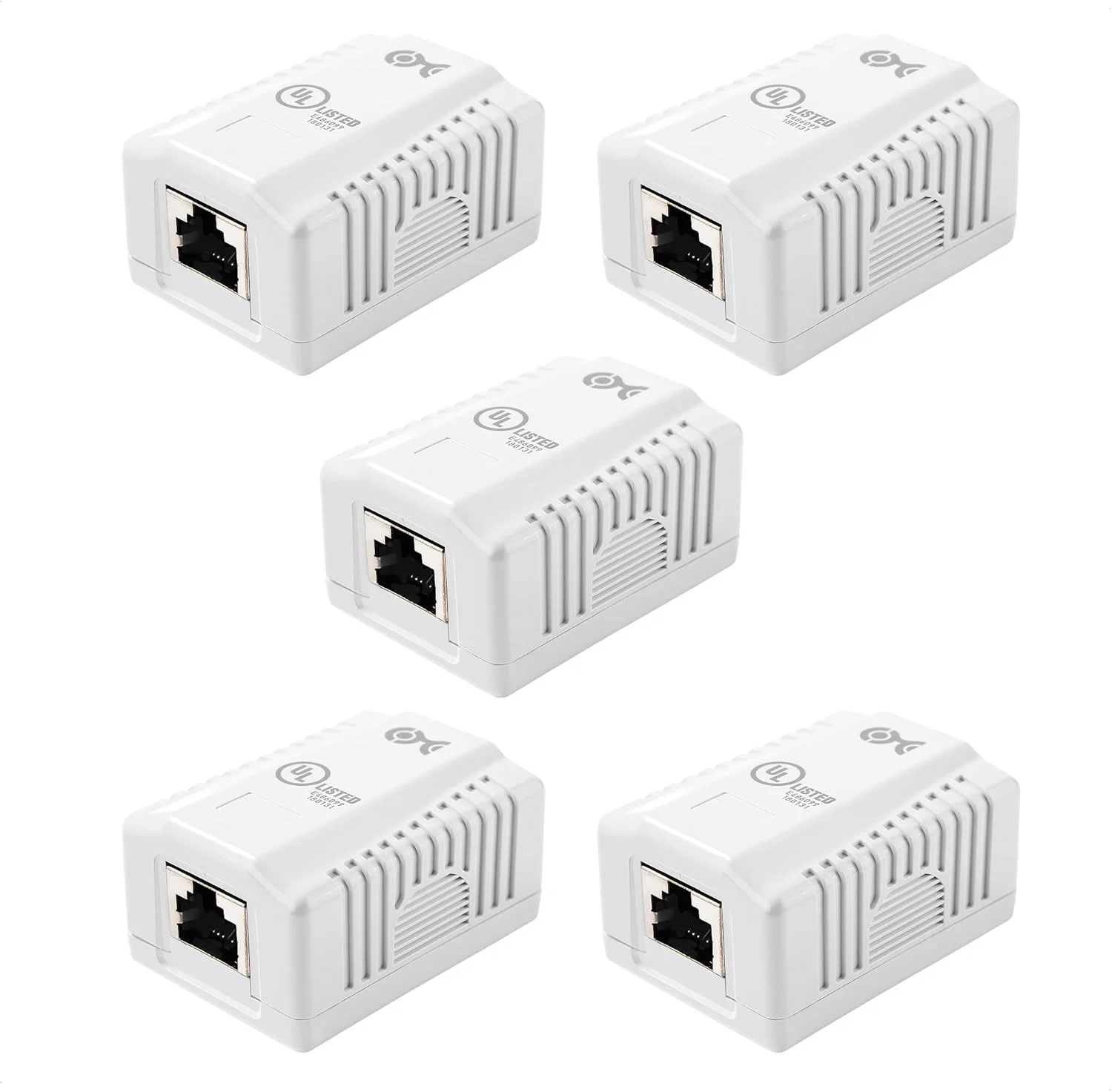 جعبه روکار شیلددار Cat6A کیبل Matters، 5 عددی (جعبه روکار اترنت شیلددار، جعبه دیواری Cat6 شیلددار) - سفید