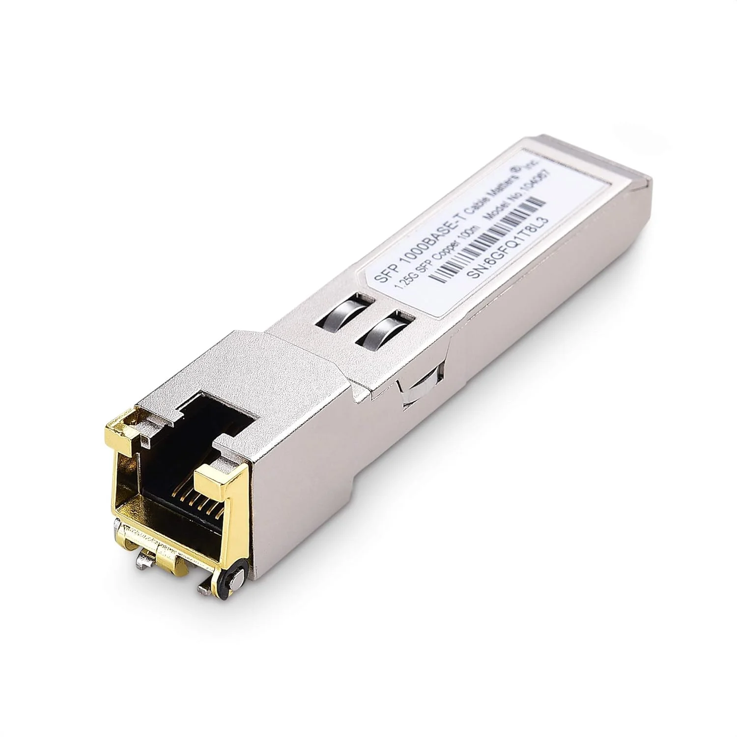 فرستنده و گیرنده ماژولار اترنت مسی گیگابیتی SFP به RJ45 مدل Cable Matters 1000BASE-T برای تجهیزات سیسکو، یوبیکیوتی، تی‌پی‌لینک، هواوی، میکروتیک، نت‌گیر و سوپرمیکرو
