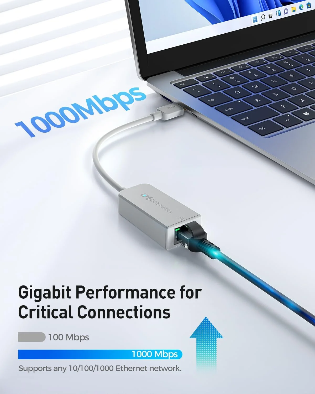 آداپتور USB C به گیگابیت اترنت Cable Matters (تایید شده برای کار با Chromebook) آداپتور USB C به گیگابیت اترنت Cable Matters (تایید شده برای کار با Chromebook)