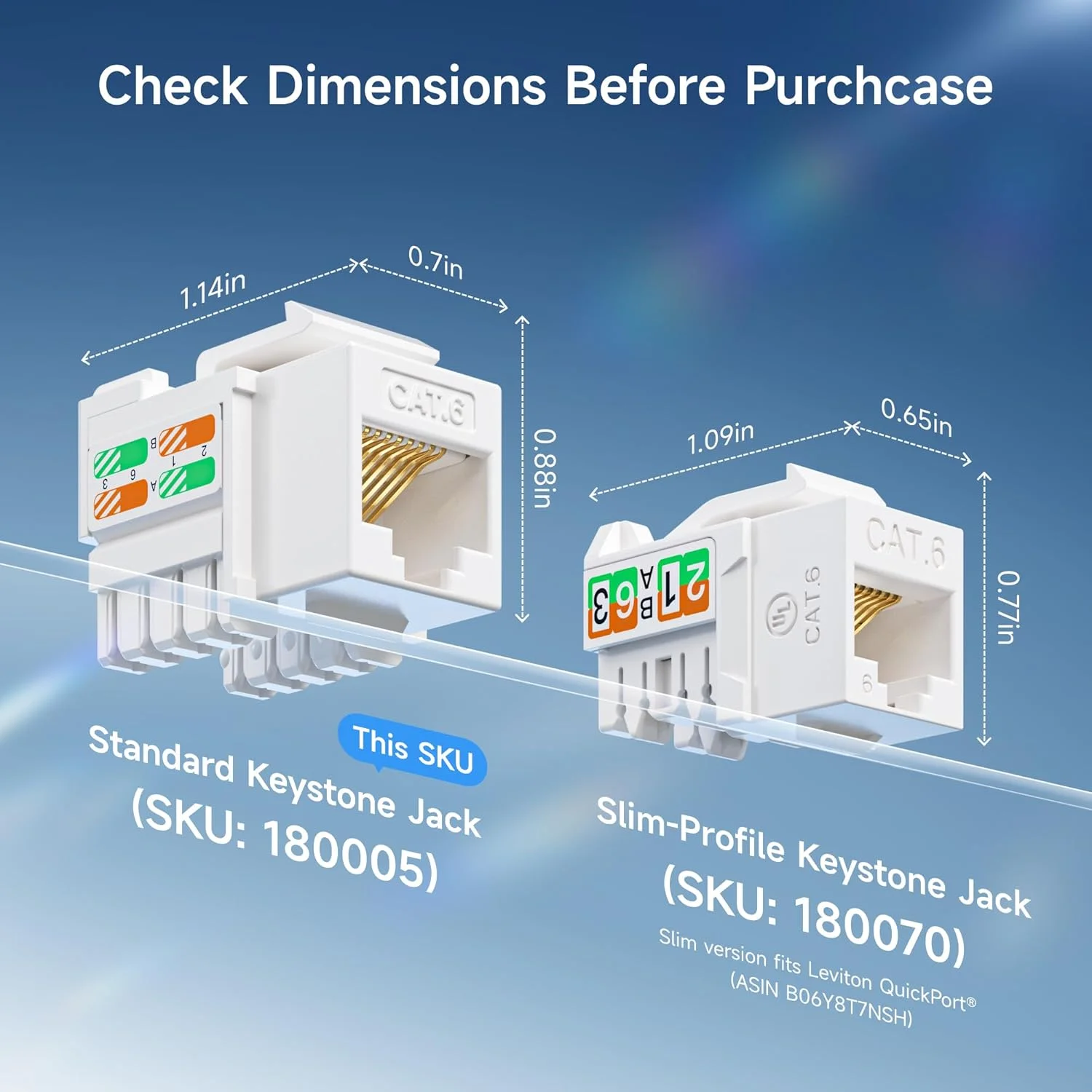 پک 10 عددی جک کیستون RJ45 با لیست UL از Cable Matters، رنگ سفید