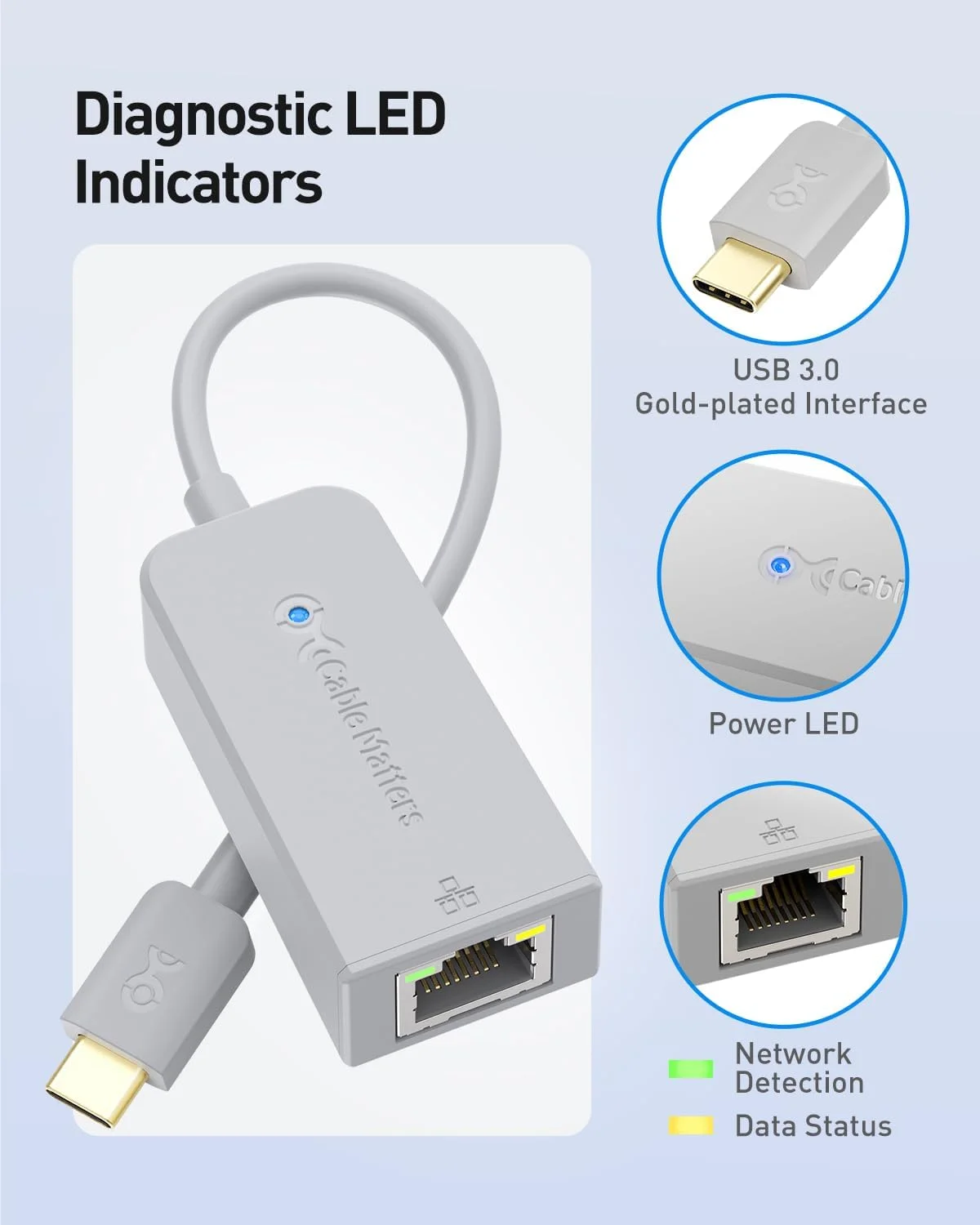 آداپتور USB C به گیگابیت اترنت Cable Matters (تایید شده برای کار با Chromebook) آداپتور USB C به گیگابیت اترنت Cable Matters (تایید شده برای کار با Chromebook)