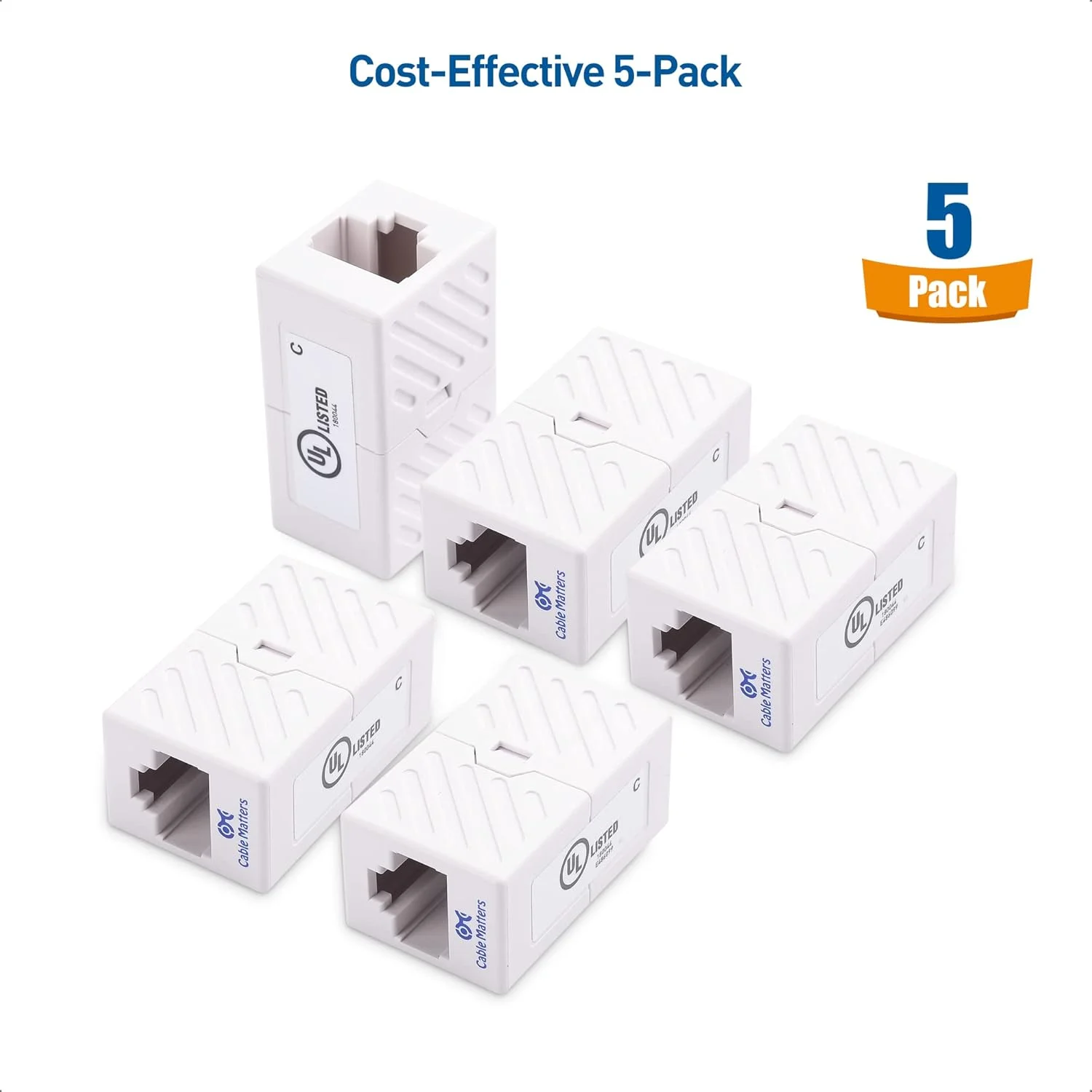 Cable Matters بسته 5 عددی کوپلر RJ45 Cat6، سفید