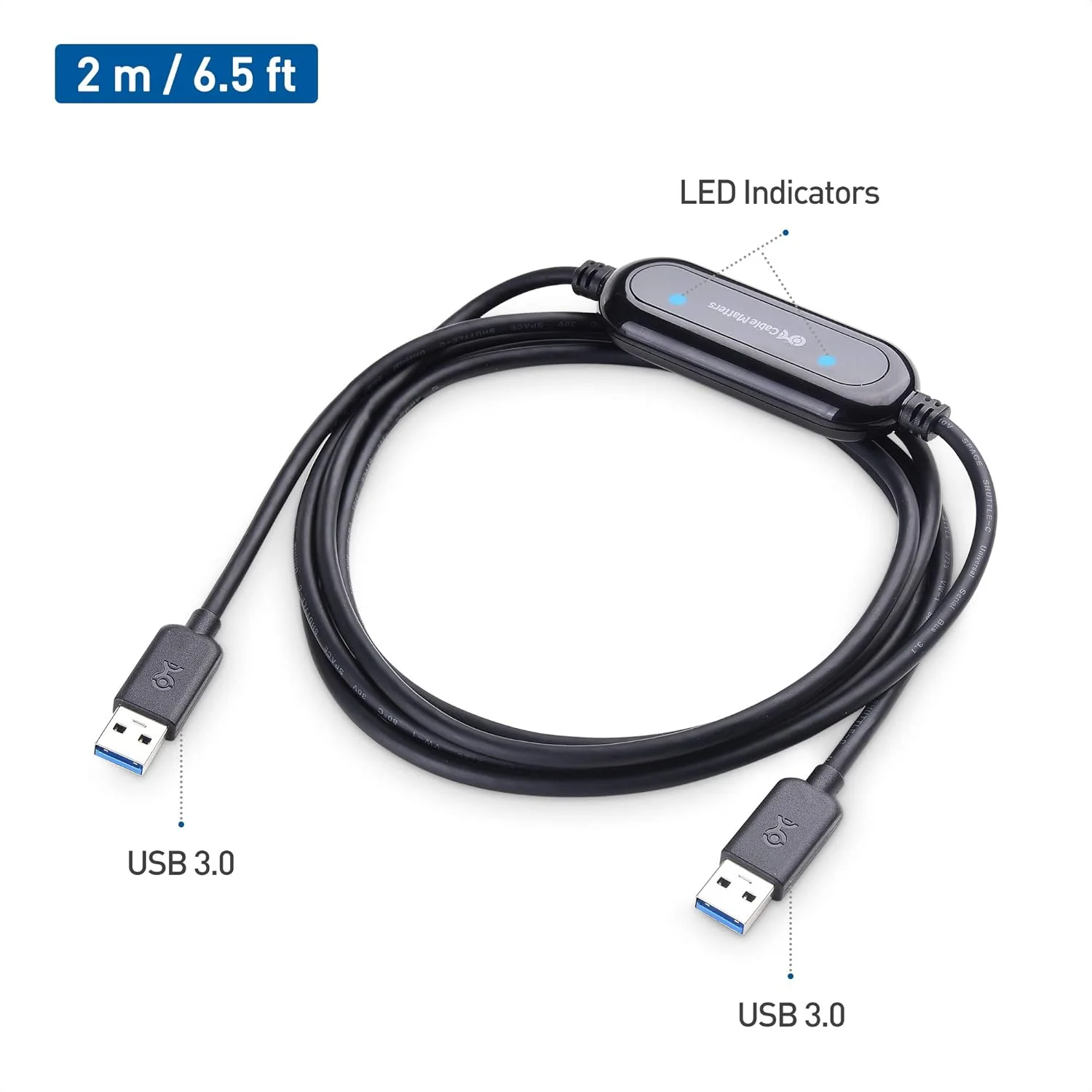 کابل انتقال داده USB 3.0 کیبل مترز PC به PC برای کامپیوترهای ویندوز و مک در طول 2 متر - شامل PClinq5 و Bravura Easy Computer Sync - سازگار با PCMover برای انتقال سیستم ویندوز