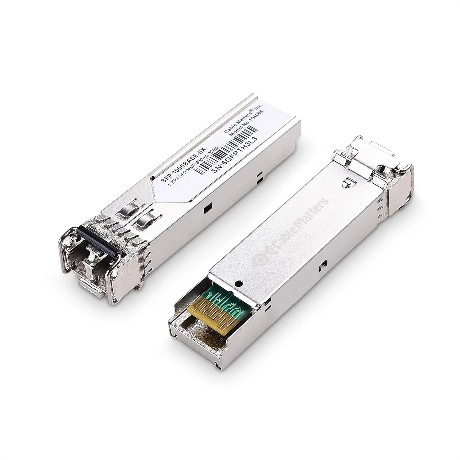 ماژول فرستنده و گیرنده فیبر نوری 1G چند حالته Cable Matters 2-Pack 1000BASE-SX SFP به LC برای تجهیزات سیسکو، یوبیکویتی، تی‌پی‌لینک، هواوی، میکروتیک، نت‌گیر و سوپرمیکرو