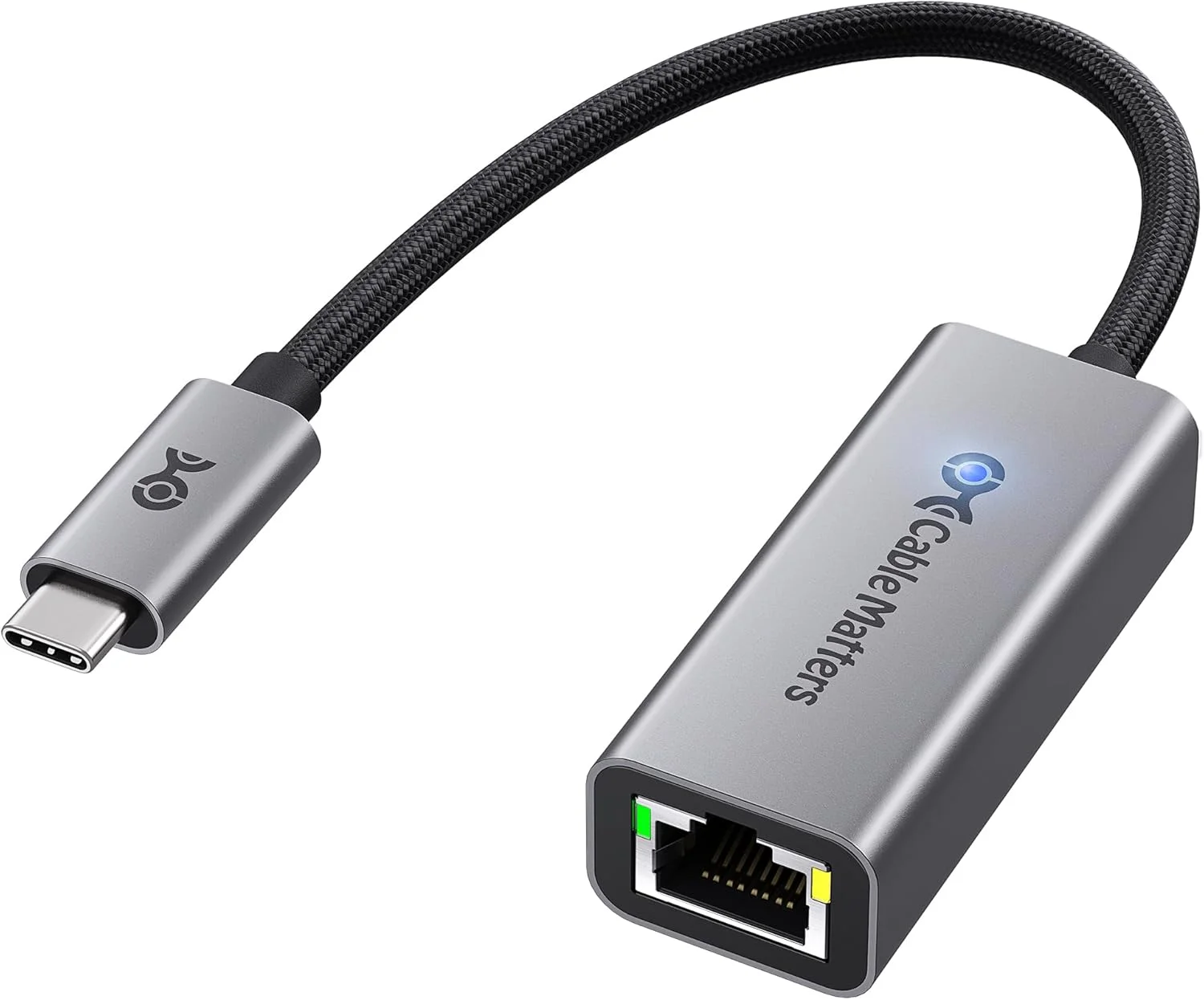 آداپتور USB-C به اترنت 5 گیگابیتی Cable Matters، سرعت شبکه 5 گیگابیتی، آداپتور USB-C به اترنت سازگار با USB 4، Thunderbolt 4/5، اتصال آسان برای MacBook، لپ تاپ و دستگاه های USBC