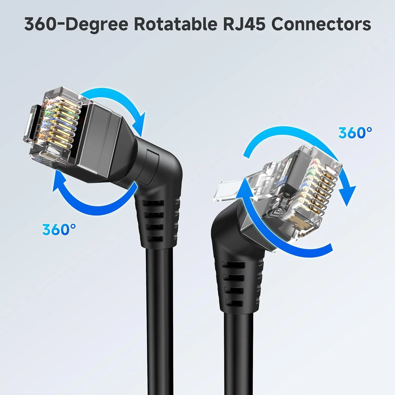 کابل شبکه Cat 6 اترنت Cable Matters با سرعت 10 گیگابیت بر ثانیه و کانکتورهای چرخشی، طول 7.6 متر، با روکش PVC بسیار منعطف برای فضاهای تنگ (کابل اترنت 360 درجه، کابل اترنت Cat 6 با زاویه راست)، رنگ مشکی، طول 7.6 متر کابل شبکه Cat 6 اترنت Cable Matters با سرعت 10 گیگابیت بر ثانیه و کانکتورهای چرخشی، طول 7.6 متر، با روکش PVC بسیار منعطف برای فضاهای تنگ (کابل اترنت 360 درجه، کابل اترنت Cat 6 با زاویه راست)، رنگ مشکی، طول 7.6 متر
