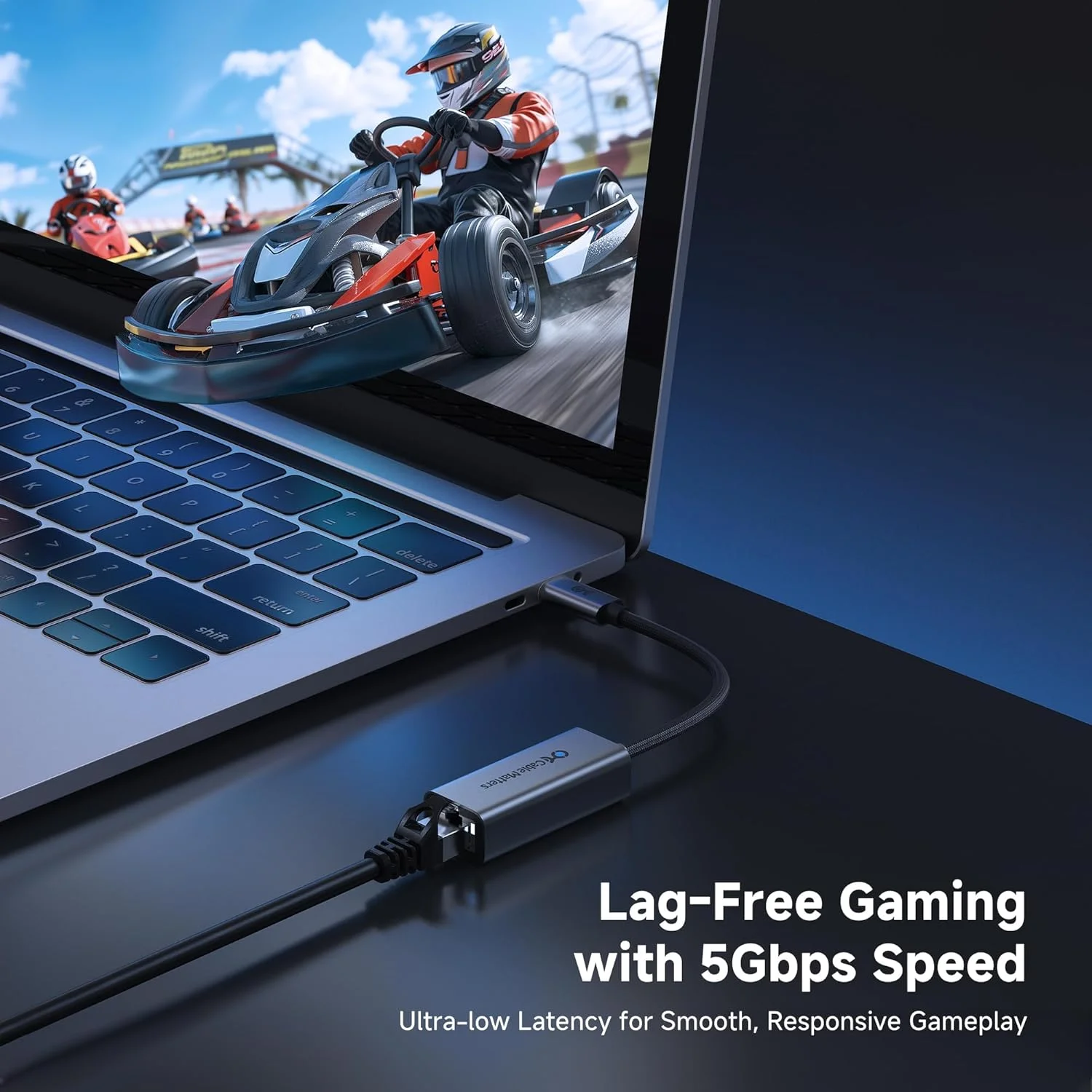 آداپتور USB-C به اترنت 5 گیگابیتی Cable Matters، سرعت شبکه 5 گیگابیتی، آداپتور USB-C به اترنت سازگار با USB 4، Thunderbolt 4/5، اتصال آسان برای MacBook، لپ تاپ و دستگاه های USBC