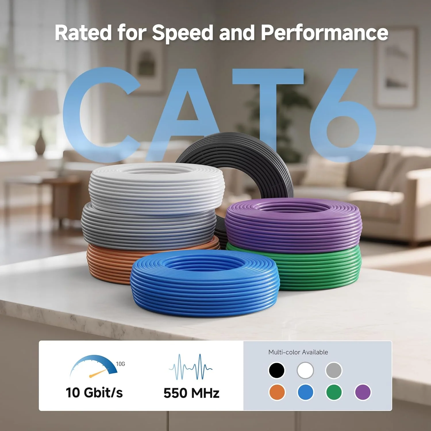 کابل شبکه Cat6 مسی Cable Matters با سرعت 10 گیگابیت بر ثانیه، مناسب دیوار، دارای استاندارد CM، با سیم 23AWG، طول 500 فوت (کابل Cat6 عمده 500 فوت، کابل اترنت Cat6، کابل اینترنت، کابل شبکه) - آبی کابل شبکه Cat6 مسی Cable Matters با سرعت 10 گیگابیت بر ثانیه، مناسب دیوار، دارای استاندارد CM، با سیم 23AWG، طول 500 فوت (کابل Cat6 عمده 500 فوت، کابل اترنت Cat6، کابل اینترنت، کابل شبکه) - آبی