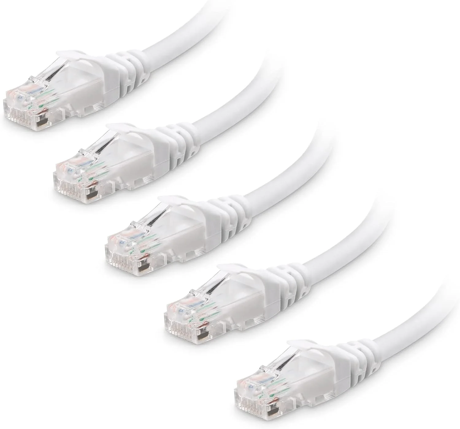 کابل شبکه کوتاه Cat 6 اترنت Cable Matters، بسته 5 عددی، 6 فوت، 10 گیگابیت بر ثانیه، بدون گیر، سفید کابل شبکه کوتاه Cat 6 اترنت Cable Matters، بسته 5 عددی، 6 فوت، 10 گیگابیت بر ثانیه، بدون گیر، سفید