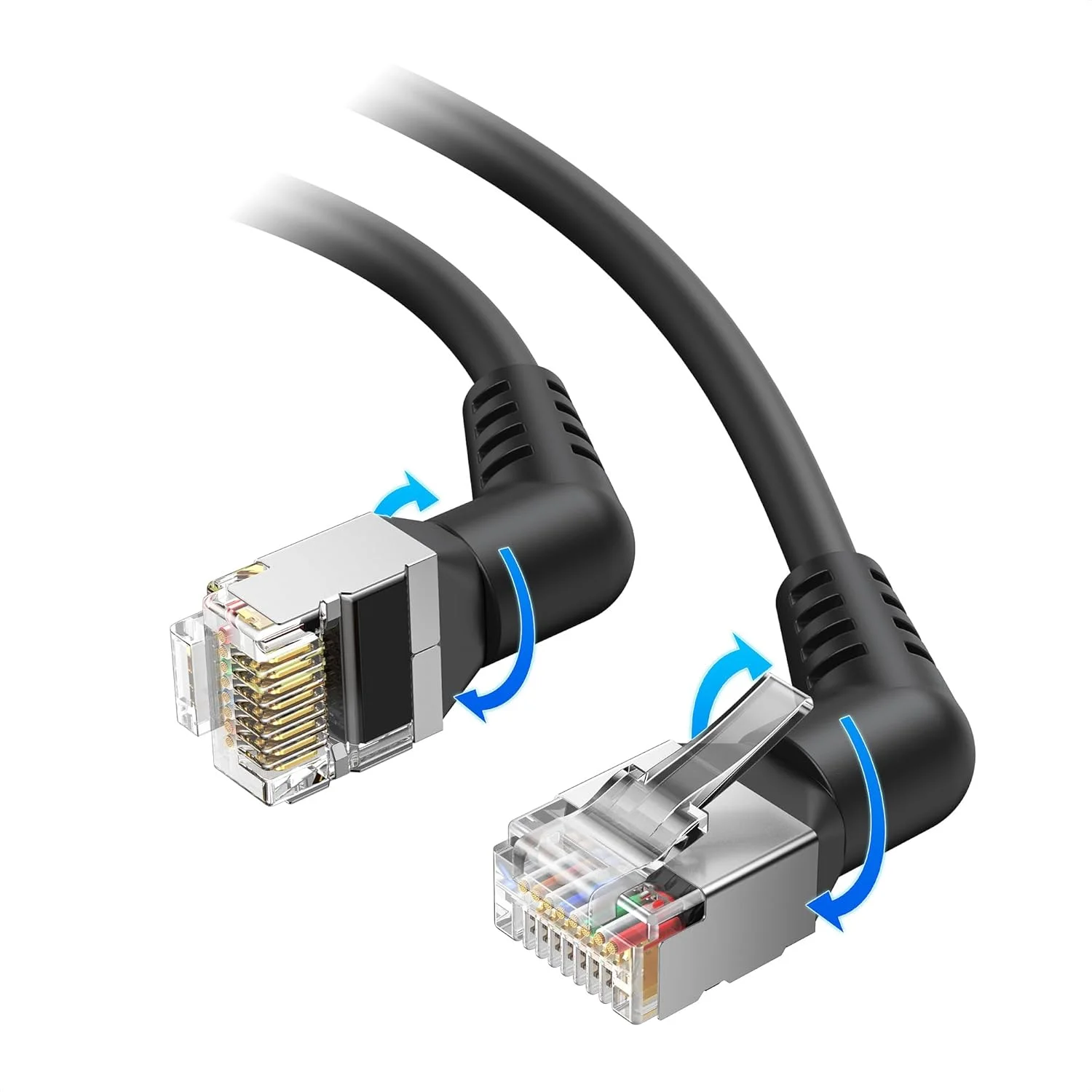 کابل شبکه Cat 8 اترنت 40 گیگابیتی Cable Matters با قابلیت چرخش 360 درجه - 2.1 متر، کابل Cat 8 زاویه دار با روکش PVC فوق العاده انعطاف پذیر برای فضاهای تنگ، کابل اترنت پرسرعت برای بازی، مشکی کابل شبکه Cat 8 اترنت 40 گیگابیتی Cable Matters با قابلیت چرخش 360 درجه - 2.1 متر، کابل Cat 8 زاویه دار با روکش PVC فوق العاده انعطاف پذیر برای فضاهای تنگ، کابل اترنت پرسرعت برای بازی، مشکی