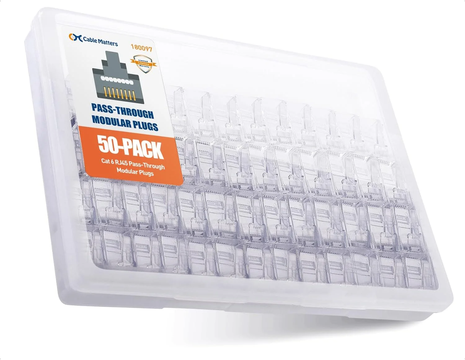اتصالات عبوری RJ45 کت 6 Cable Matters بسته 50 عددی (انتهای کت 6 / اتصال کت 6 / پلاگین های ماژولار RJ45 / پلاگین های اترنت / اتصال شبکه) برای کابل اترنت UTP مفتولی یا رشته ای اتصالات عبوری RJ45 کت 6 Cable Matters بسته 50 عددی (انتهای کت 6 / اتصال کت 6 / پلاگین های ماژولار RJ45 / پلاگین های اترنت / اتصال شبکه) برای کابل اترنت UTP مفتولی یا رشته ای