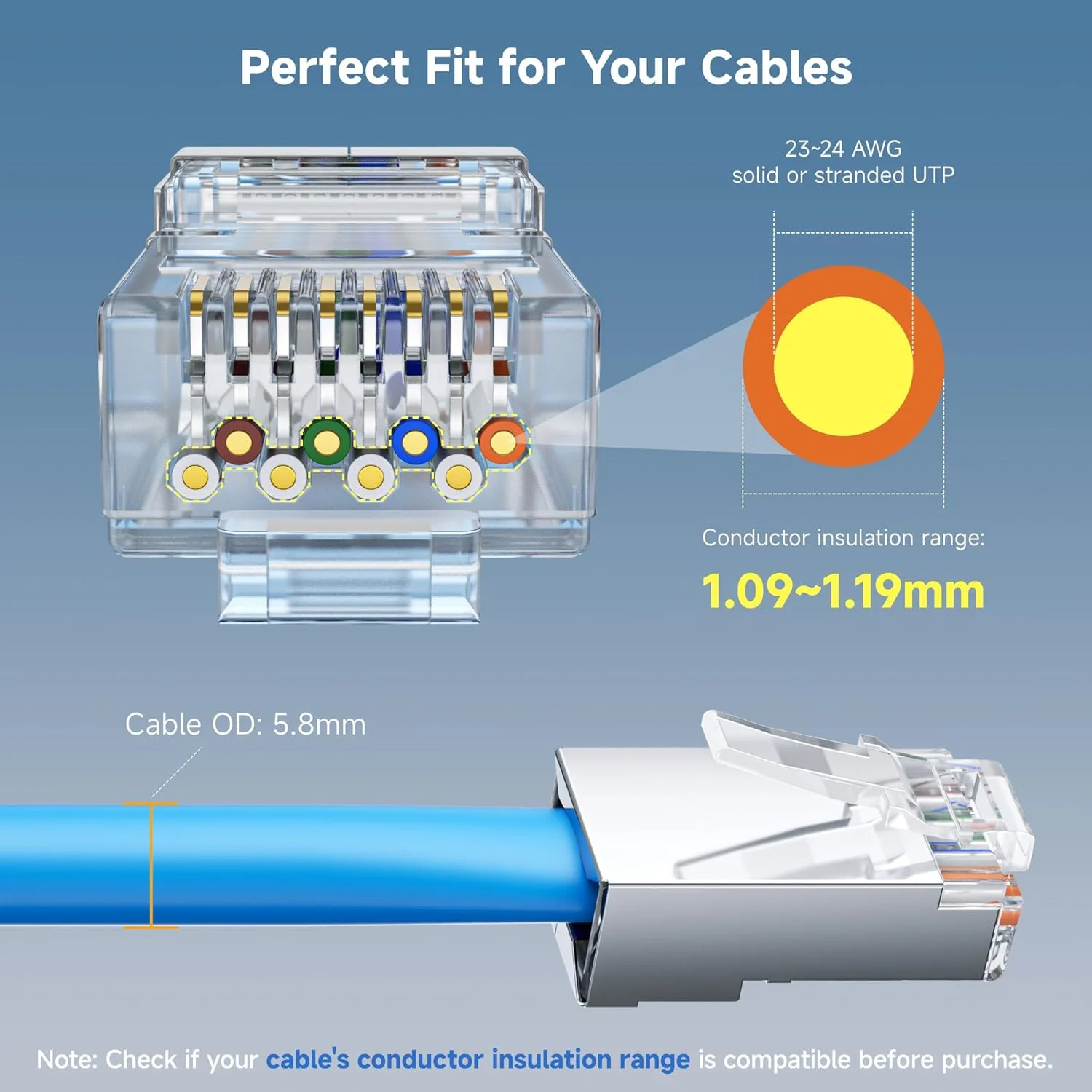 اتصالات RJ45 عبوری محافظ دار Cable Matters Cat 6A، بسته 100 عددی (اتصالات Cat 6A / کانکتور Cat6A / پلاگین های ماژولار RJ45 / پلاگین های اترنت / کانکتور شبکه) برای کابل اترنت S/FTP مفتولی یا رشته ای اتصالات RJ45 عبوری محافظ دار Cable Matters Cat 6A، بسته 100 عددی (اتصالات Cat 6A / کانکتور Cat6A / پلاگین های ماژولار RJ45 / پلاگین های اترنت / کانکتور شبکه) برای کابل اترنت S/FTP مفتولی یا رشته ای