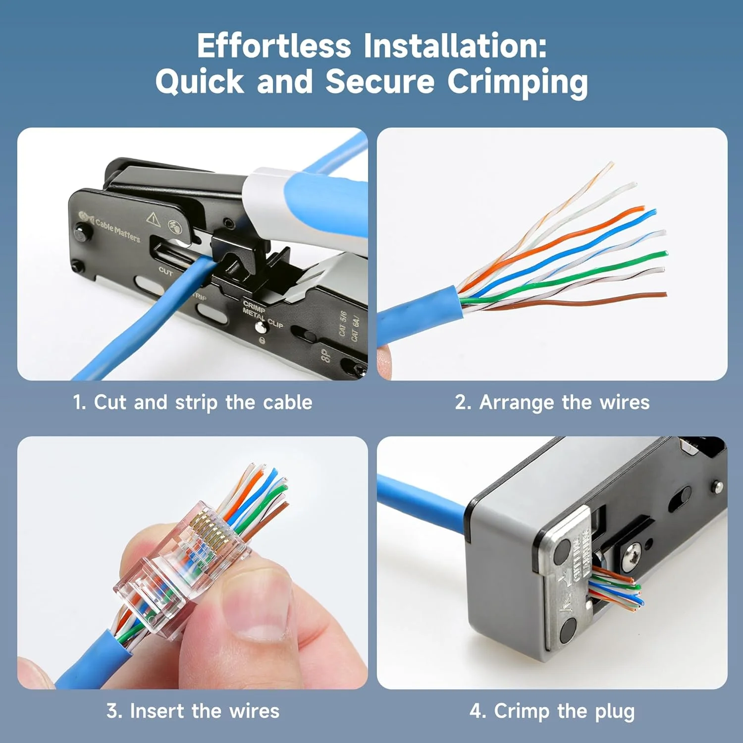 اتصالات عبوری RJ45 کت 6 Cable Matters بسته 50 عددی (انتهای کت 6 / اتصال کت 6 / پلاگین های ماژولار RJ45 / پلاگین های اترنت / اتصال شبکه) برای کابل اترنت UTP مفتولی یا رشته ای اتصالات عبوری RJ45 کت 6 Cable Matters بسته 50 عددی (انتهای کت 6 / اتصال کت 6 / پلاگین های ماژولار RJ45 / پلاگین های اترنت / اتصال شبکه) برای کابل اترنت UTP مفتولی یا رشته ای