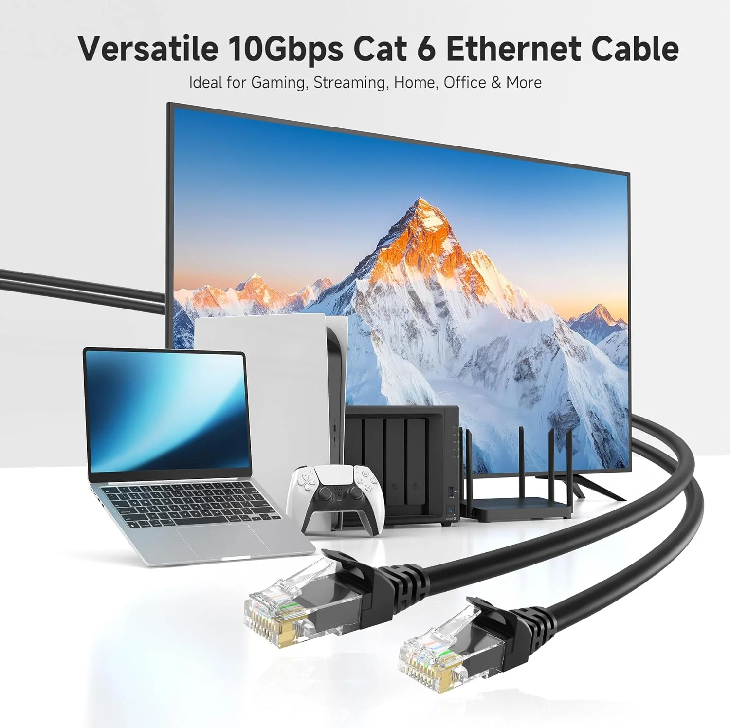 کابل شبکه Cat 6 کوتاه Cable Matters با سرعت 10 گیگابیت بر ثانیه، بدون گیر، طول 6 فوت، مشکی کابل شبکه Cat 6 کوتاه Cable Matters با سرعت 10 گیگابیت بر ثانیه، بدون گیر، طول 6 فوت، مشکی