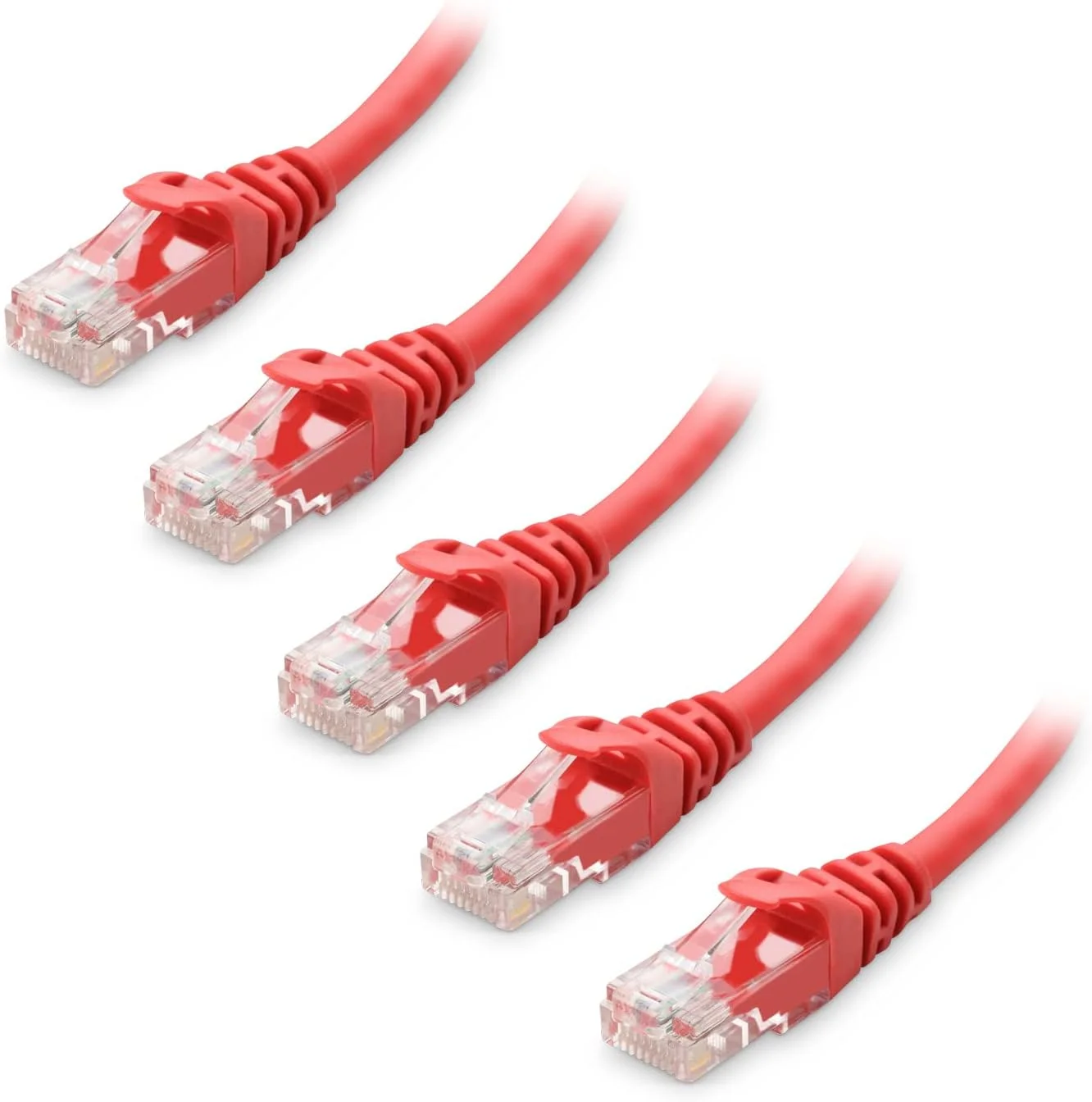 کابل شبکه Cat6 بدون گیر Cable Matters بسته 5 عددی، قرمز، 1.5 متری کابل شبکه Cat6 بدون گیر Cable Matters بسته 5 عددی، قرمز، 1.5 متری