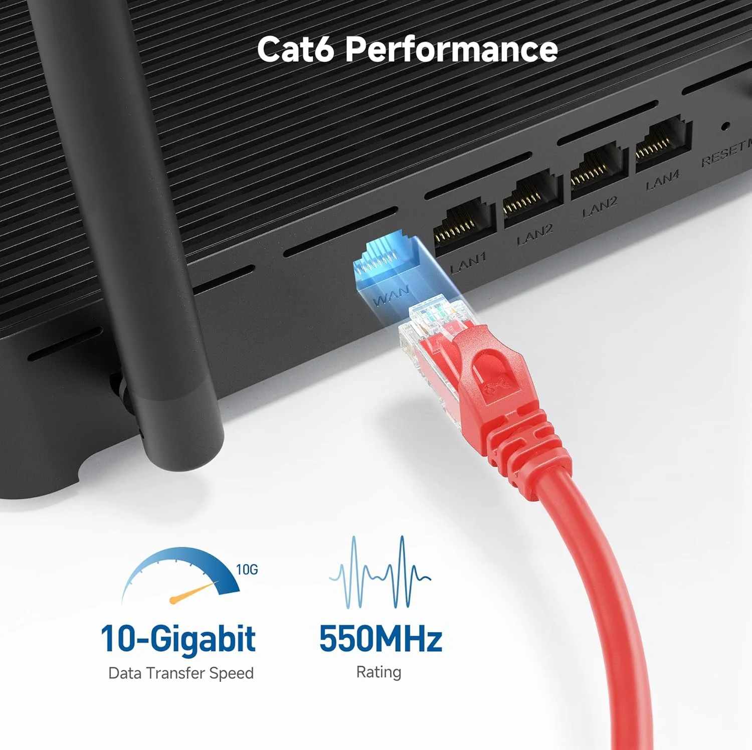 کابل شبکه Cat6 کوتاه بدون گیر Cable Matters با سرعت 10 گیگابیت بر ثانیه، بسته 5 عددی، طول 30 سانتی متر (کابل Cat 6، کابل Cat6، کابل اینترنت، کابل شبکه) - قرمز