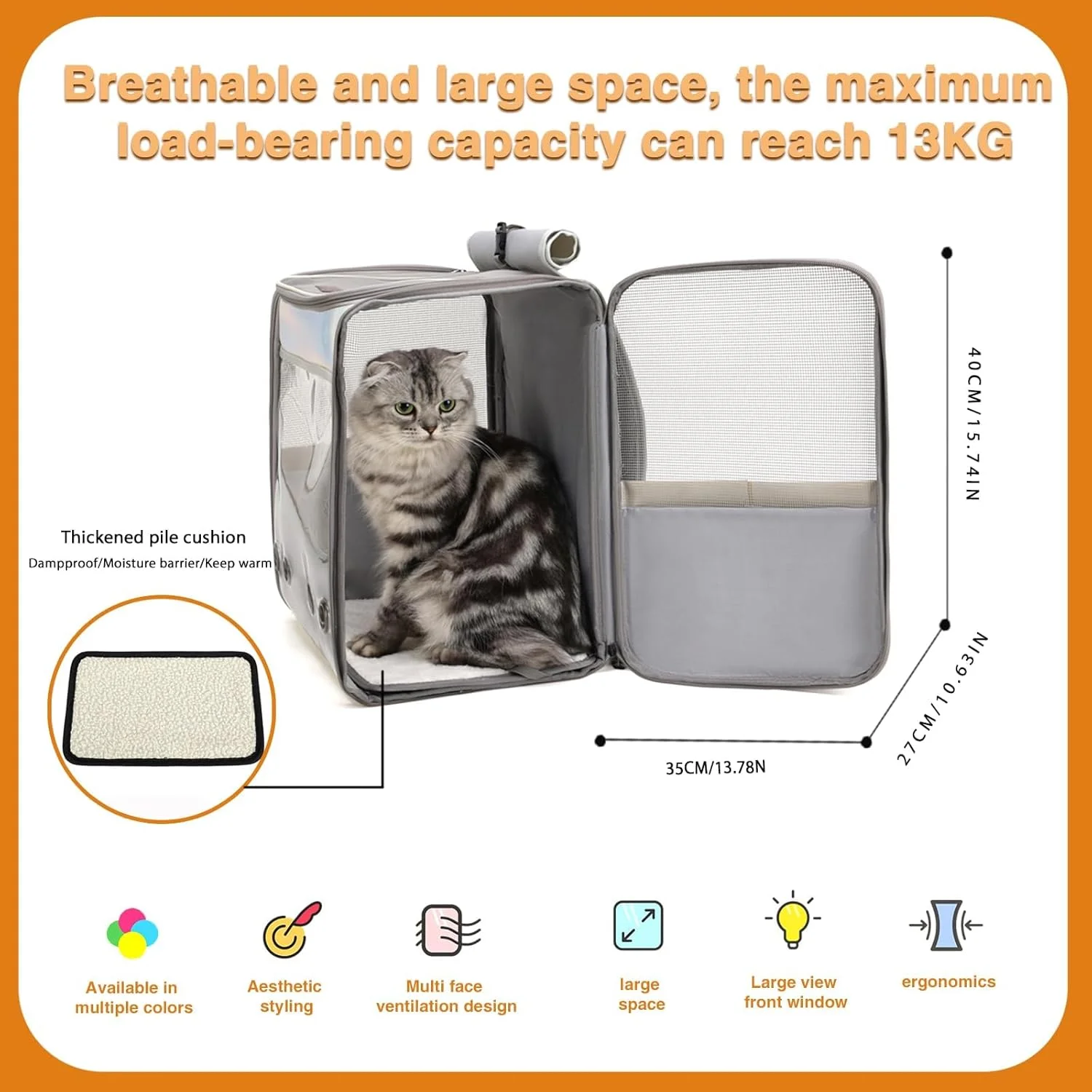 کیف کوله پشتی حمل حیوانات خانگی نالاکال، مناسب گربه ها و سگ های کوچک، دارای بند ایمنی داخلی، قابل استفاده برای مسافرت