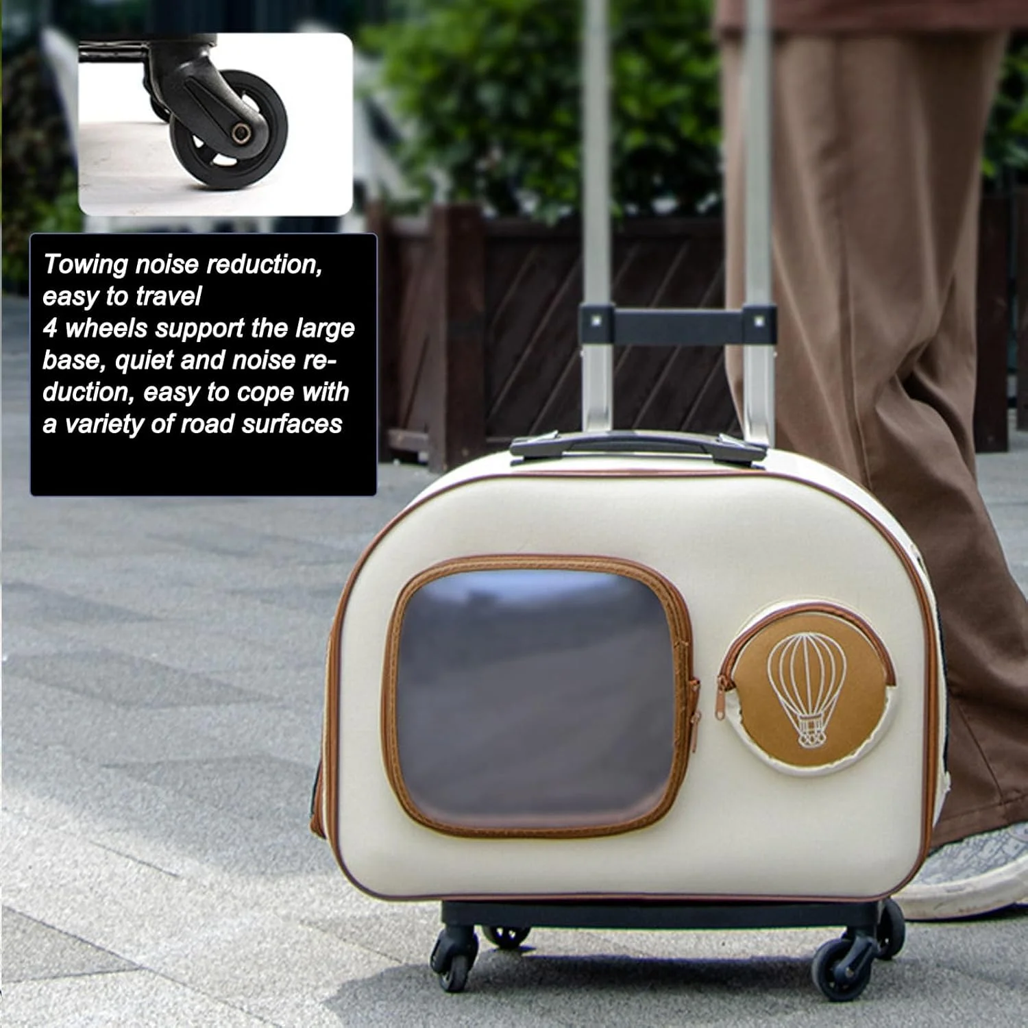 کیف حمل حیوانات خانگی چرخ دار زونات، کیف حمل غلتکی گربه، کیف نرم مسافرتی سگ و گربه با دسته تلسکوپی و بند شانه، باکس حمل سگ و گربه مسافرتی برای گربه بزرگ و سگ کوچک