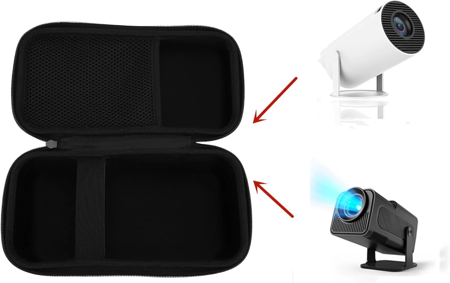 کیف حمل پروژکتور Annadue، کیف حمل سخت با فضای بزرگ جایگزین پرو، ضد ضربه، ضد گرد و غبار، ضد آب، نگهدارنده و سازمان دهنده قابل حمل