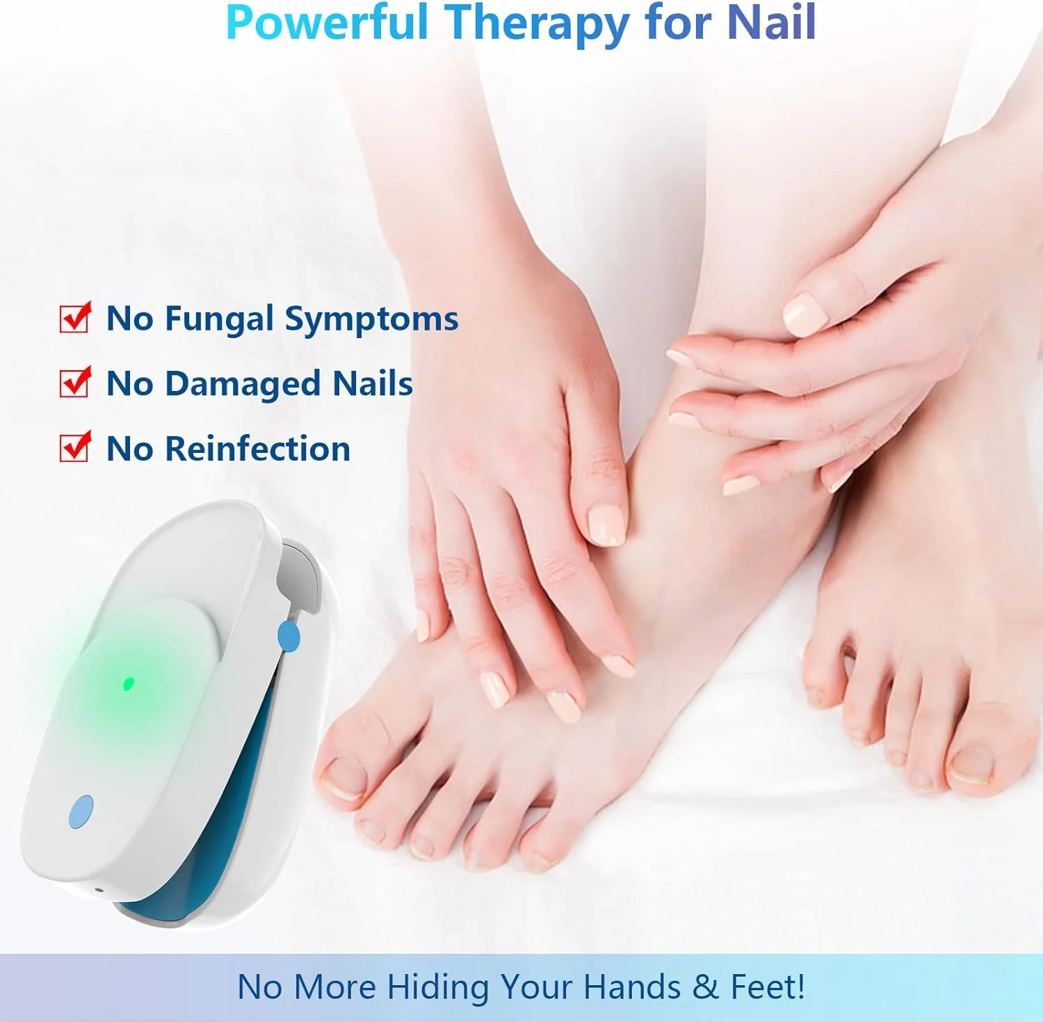 دستگاه لیزر پاک کننده قارچ ناخن iKeener، دستگاه درمان قارچ ناخن بسیار موثر، راحت، قابل شارژ، بدون درد برای ناخن های پا، ناخن های تغییر رنگ داده و ضخیم شده، اونیکومیکوزیس (آبی آسمانی)