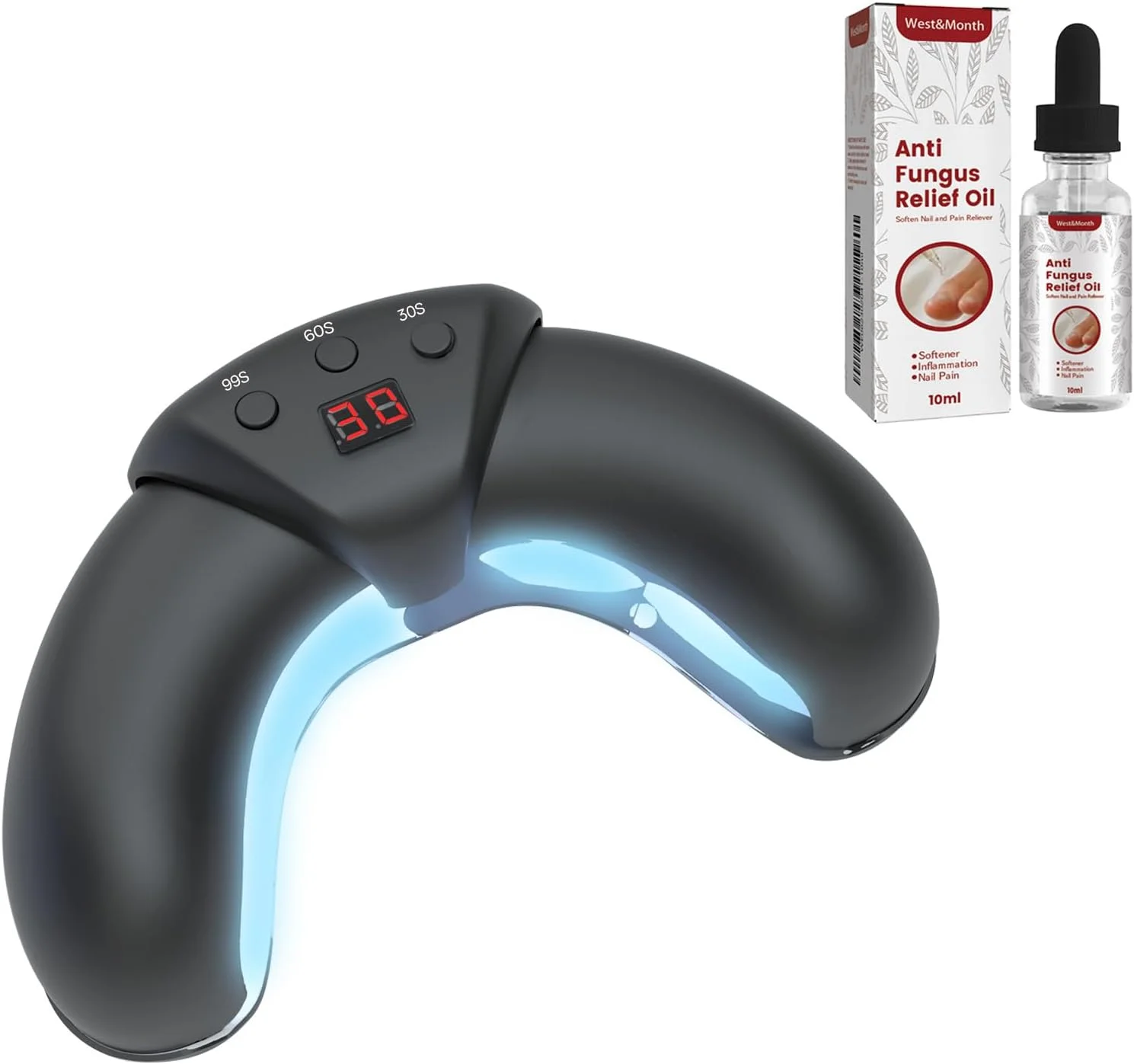 دستگاه لیزر ناخن، سفت کننده ناخن، دستگاه تمیز کننده و مراقبت از ناخن، لیزر خالص ناخن قابل حمل، مراقبت از ناخن، مناسب برای ناخن های تغییر رنگ داده و ضخیم شده (مشکی)