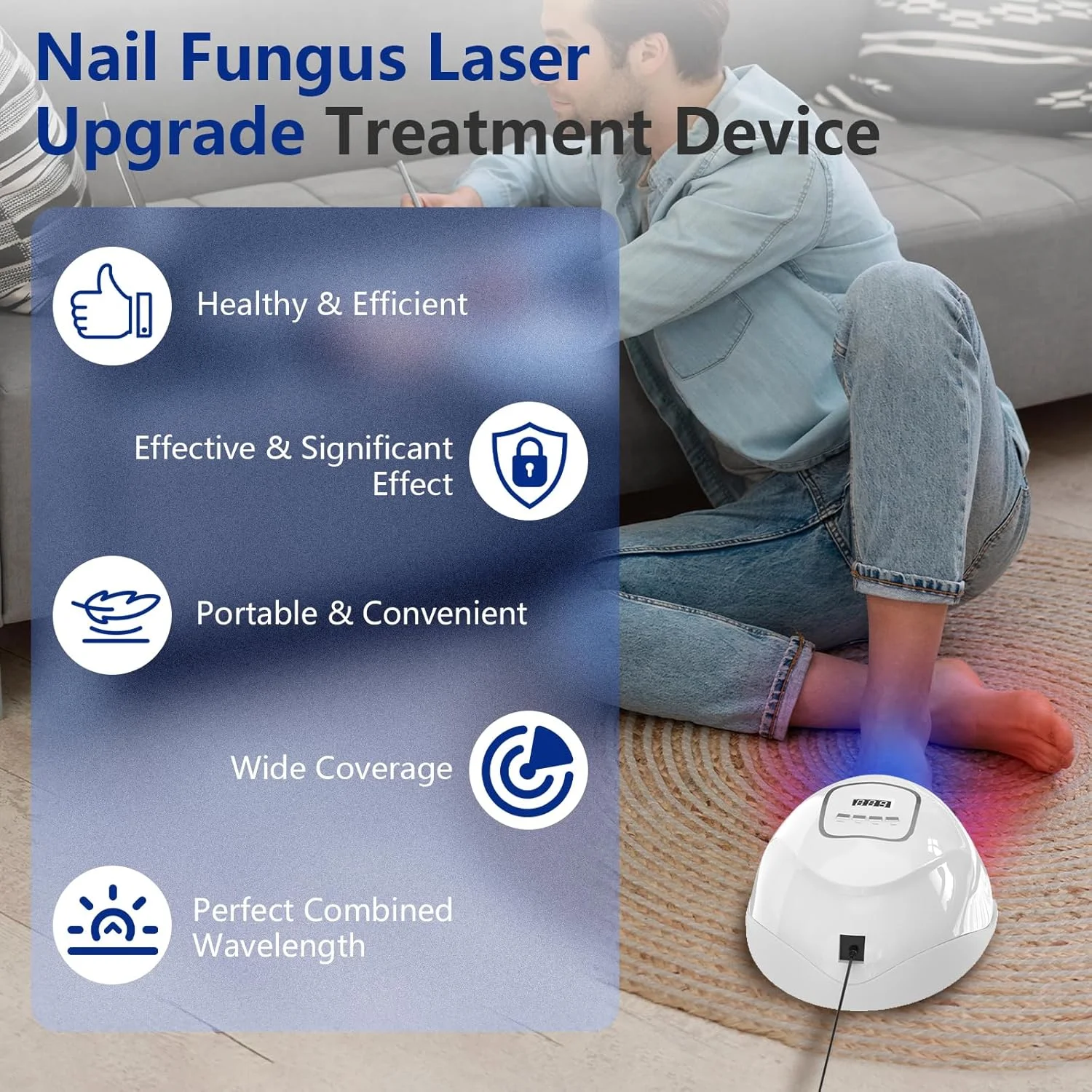 دستگاه لیزر ضد قارچ ناخن iKeener، دارای تاییدیه FDA، تمیز کننده لیزری ناخن، دارای 15 نور آبی 470 نانومتری + 30 نور قرمز 650 نانومتری، جلسات قابل تنظیم 3/5/7/10 دقیقه