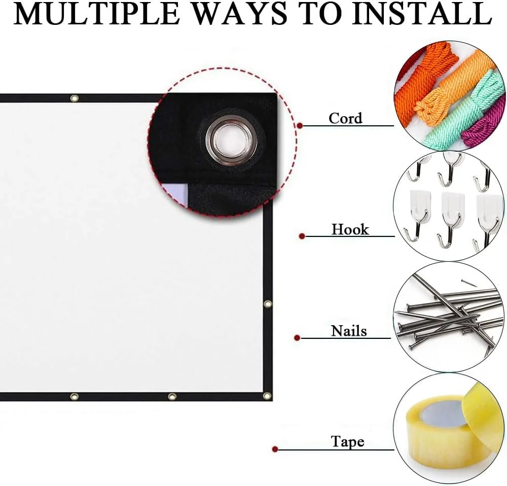 پرده نمایش پروژکتور خانگی AndThere، پرده نمایش قابل حمل 16:9، پرده نمایش فیلم های داخلی و خارجی، پرده پروژکتور تاشو HD، پرده نمایش ضد چروک (72 اینچ)