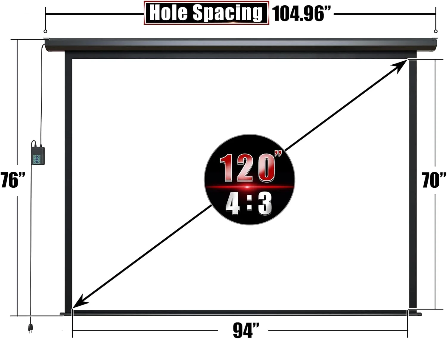 پرده نمایش پروژکتور موتوری آکسون 120 اینچ - پرده نمایش فیلم داخلی و خارجی 120 اینچی برقی 4:3 با کنترل از راه دور