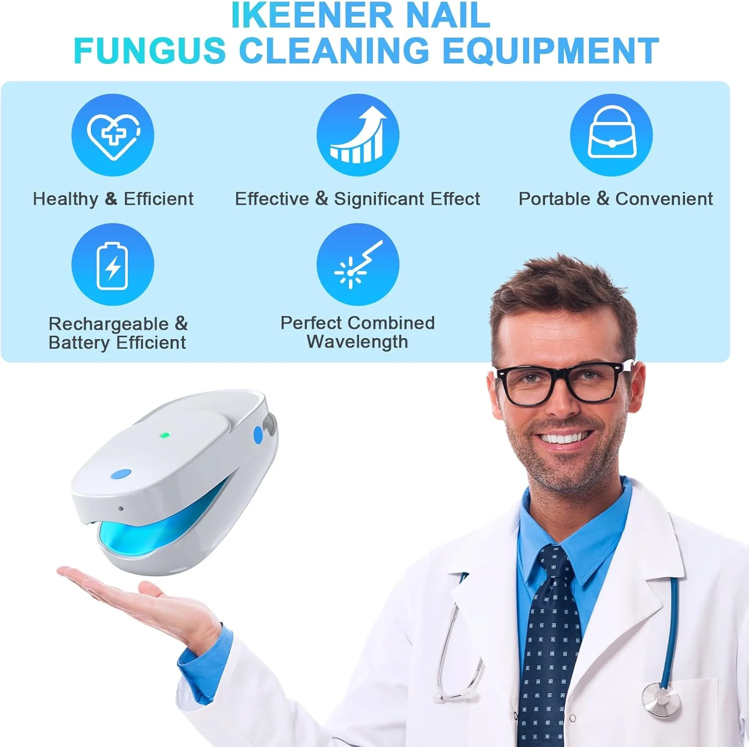دستگاه درمان قارچ ناخن iKeener، محصولات مراقبت از ناخن و پا قابل شارژ، پاک کننده قابل حمل ناخن با لیزر درمانی سرد، تایید شده توسط FDA