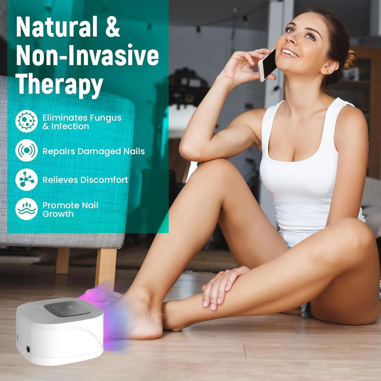 دستگاه لیزر قارچ ناخن iKeener، دستگاه درمان قارچ ناخن بی سیم آبی و قرمز دارای تاییدیه FDA با 36 لامپ، برای چندین ناخن پا و ناخن دست