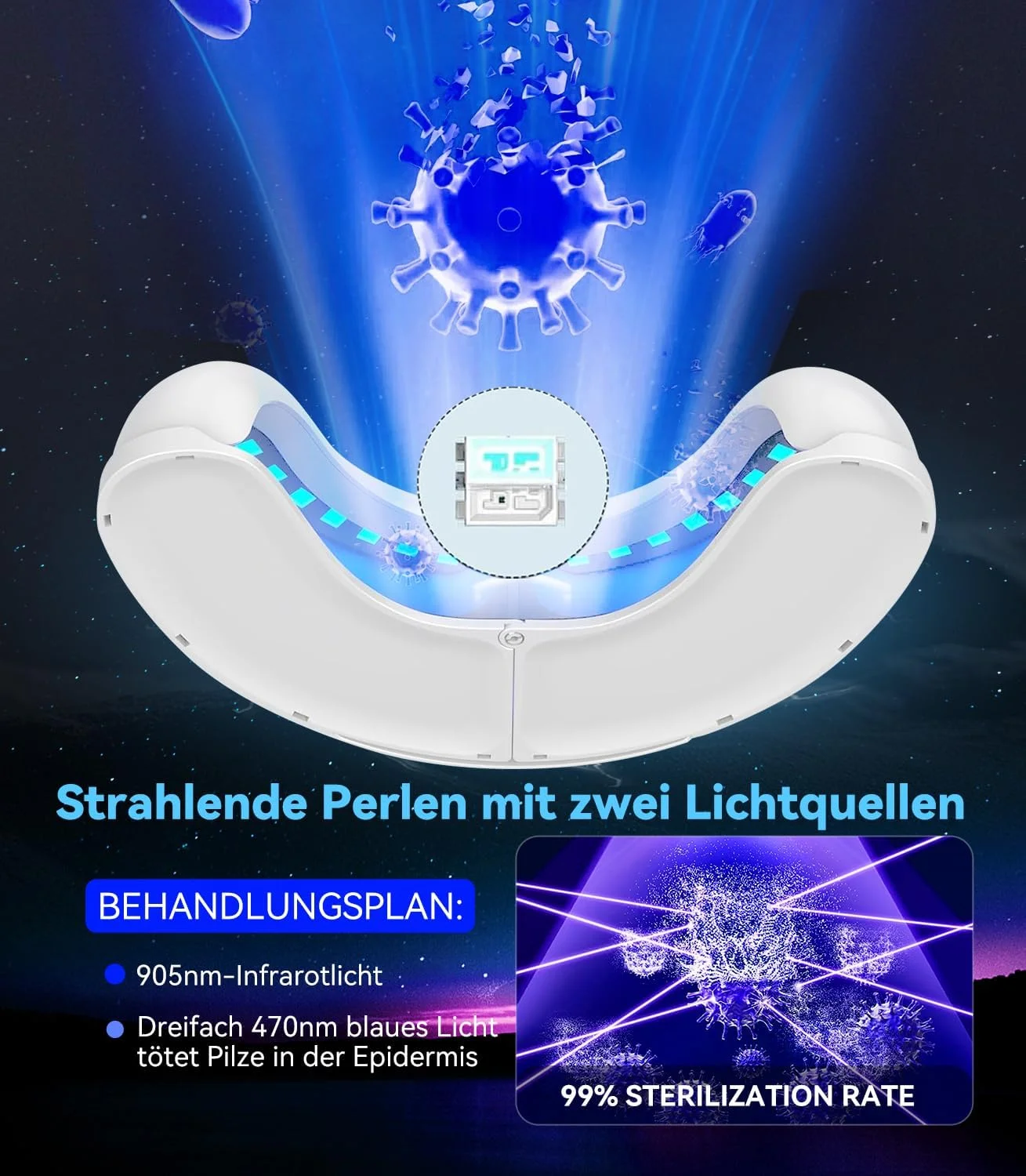 دستگاه لیزر قارچ ناخن 6.0، عملکرد سریع 7 روزه، با نمایشگر زمان هوشمند، کنترل زمان 30/60/99، نور مادون قرمز 365 نانومتر، آبی 405 نانومتر، ناخن قابل حمل برای انگشتان دست و پا