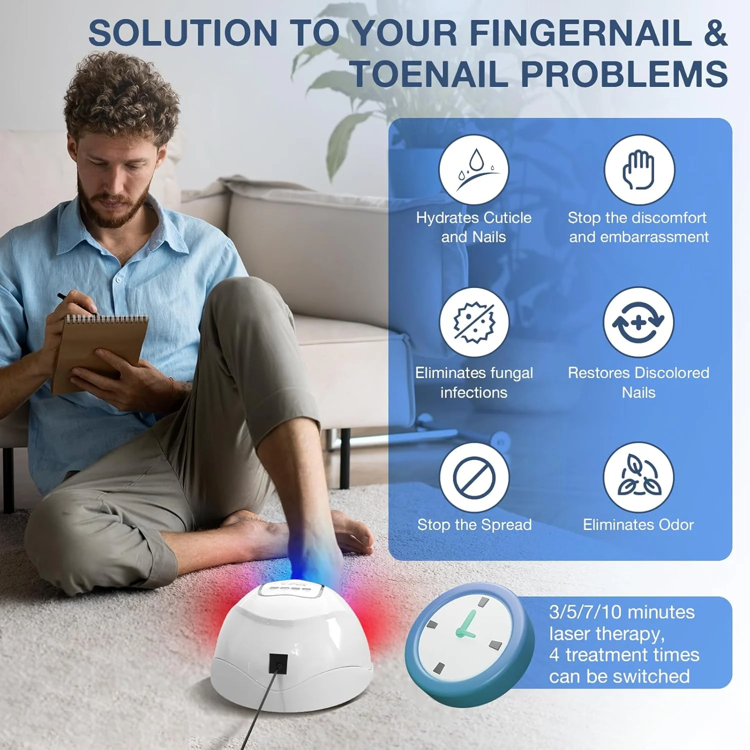 دستگاه لیزر قارچ ناخن iKeener، دستگاه تمیز کننده ناخن با لیزر برای انگشتان دست و اونیکومیکوز، از بین برنده قارچ ناخن، دارای 15 نور آبی 470 نانومتری + 30 نور قرمز 650 نانومتری، جلسات قابل تنظیم 3/5/7 دقیقه ای دستگاه لیزر قارچ ناخن iKeener، دستگاه تمیز کننده ناخن با لیزر برای انگشتان دست و اونیکومیکوز، از بین برنده قارچ ناخن، دارای 15 نور آبی 470 نانومتری + 30 نور قرمز 650 نانومتری، جلسات قابل تنظیم 3/5/7 دقیقه ای