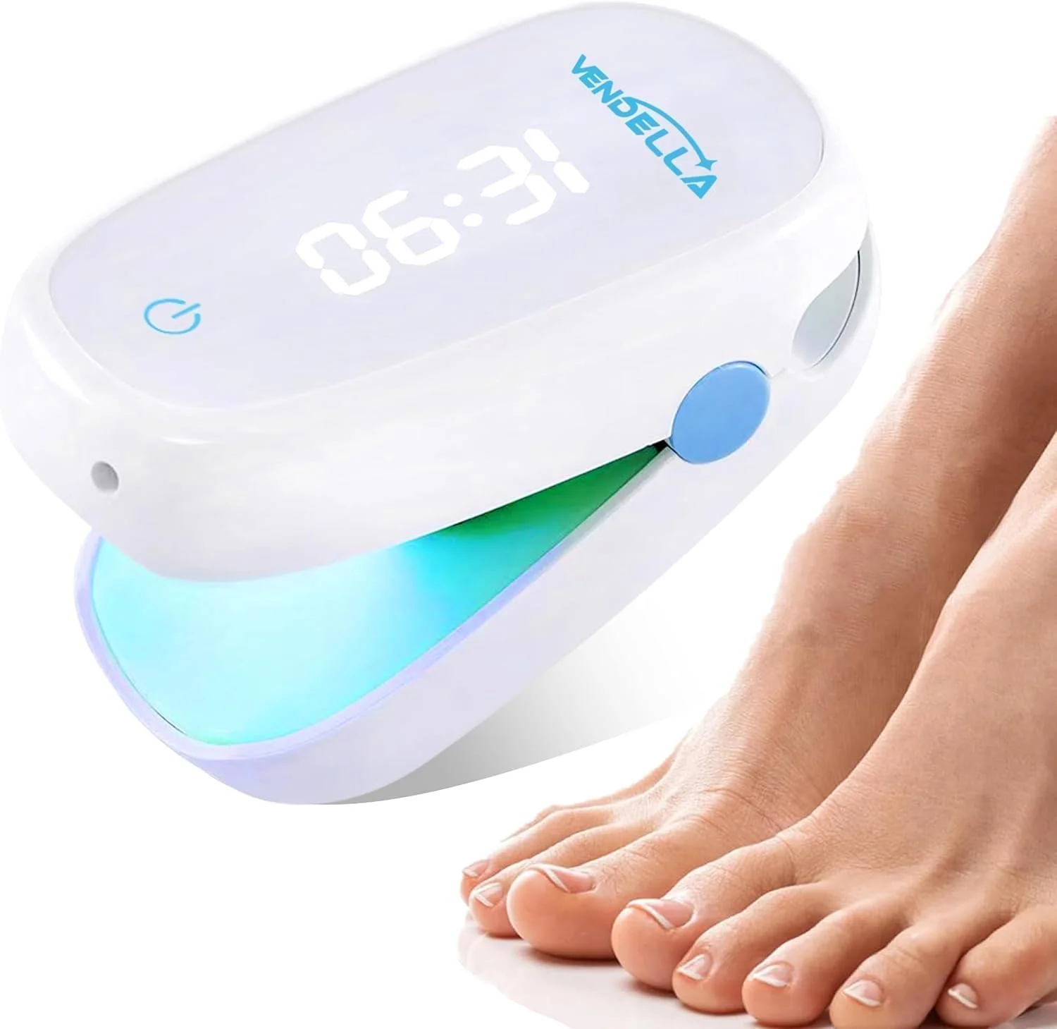 دستگاه نور ناخن VENDELLA، دستگاه نور پاک کننده ناخن قابل حمل برای از بین بردن اونیکومیکوز، قابل حمل و قابل شارژ برای استفاده خانگی برای ناخن های آسیب دیده، تغییر رنگ داده و ضخیم شده