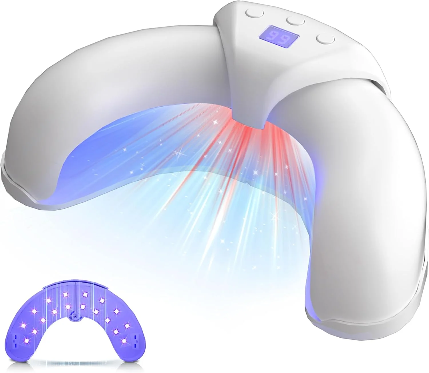 لیزر قارچ ناخن 6.0 مدل 2025، فناوری دو طول موج، آبی 470 نانومتر و مادون قرمز 905 نانومتر، 3 زمان هوشمند 30 ثانیه/60 ثانیه/99 ثانیه، طراحی تاشو فوق العاده قابل حمل (سفید) لیزر ضد قارچ