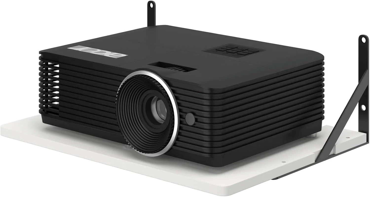 پایه پروژکتور کوچک مشکی و سفید AREAJD، قفسه پروژکتور/پایه دیواری جعبه کابل/پایه دیواری روتر، پایه شناور دیواری پروژکتور، قفسه پروژکتور برای دیوار، لوازم جانبی پایه نگهدارنده پروژکتور