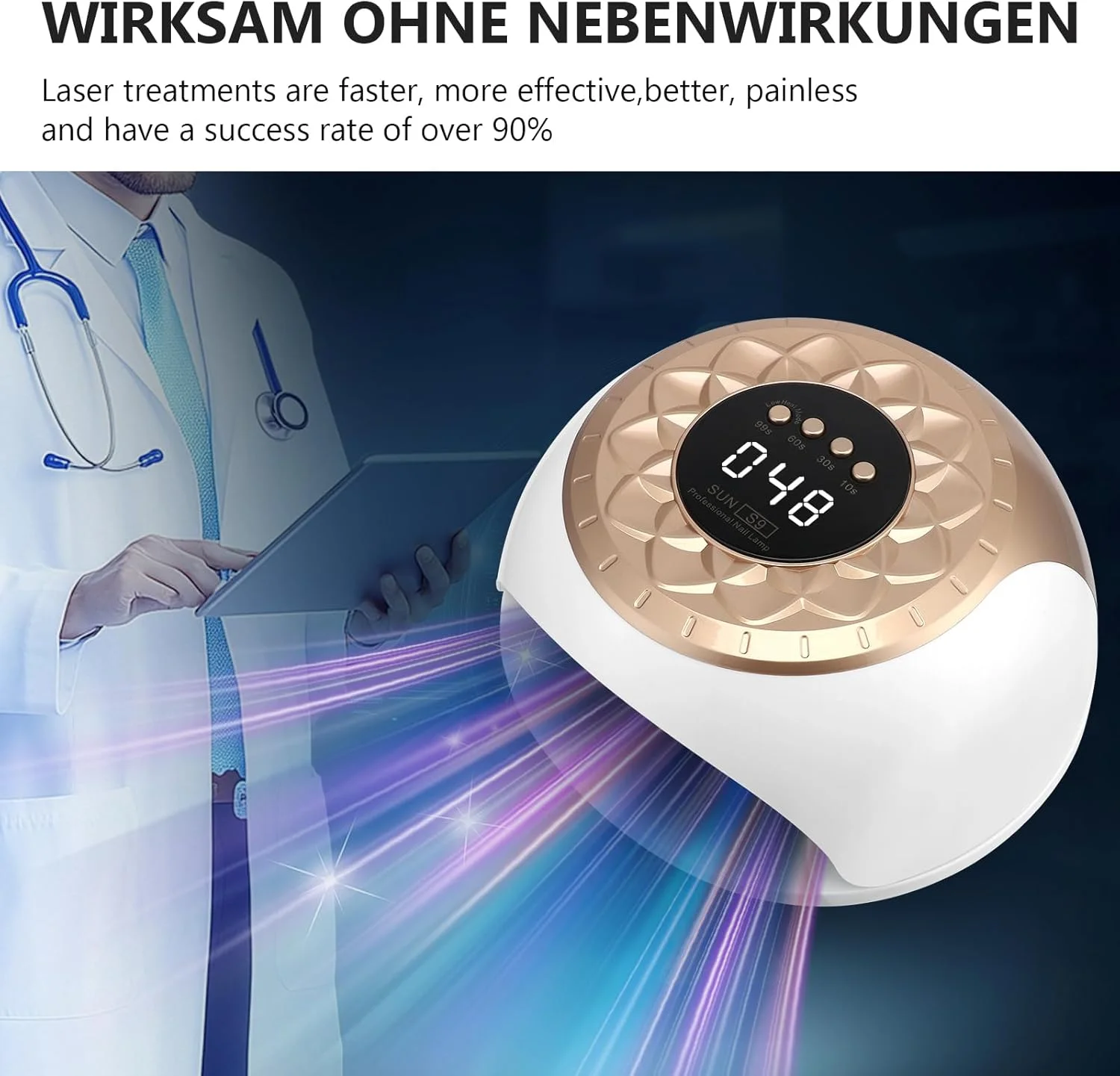 دستگاه ارتقاء یافته درمان ناخن، تمیز کننده لیزری ناخن انگشتان دست و اونیکومیکوز، بدون درد/کنترل هوشمند زمان 10s/30s/60s/99s، درمان چندین انگشت پا و پاهای راحت