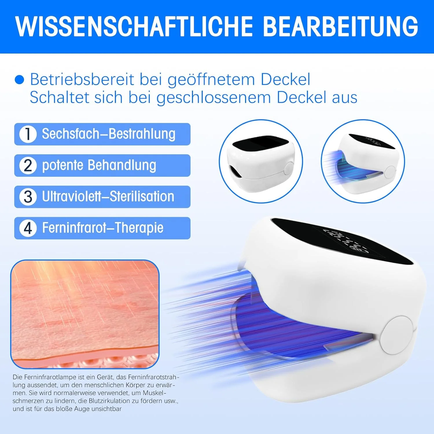 دستگاه لیزر قارچ ناخن، دستگاه درمان لیزری قارچ ناخن برای انگشتان دست و پا، بسیار موثر، 2 عدد نور مادون قرمز 910 نانومتری، 4 عدد نور آبی 470 نانومتری، حذف کامل ناخن