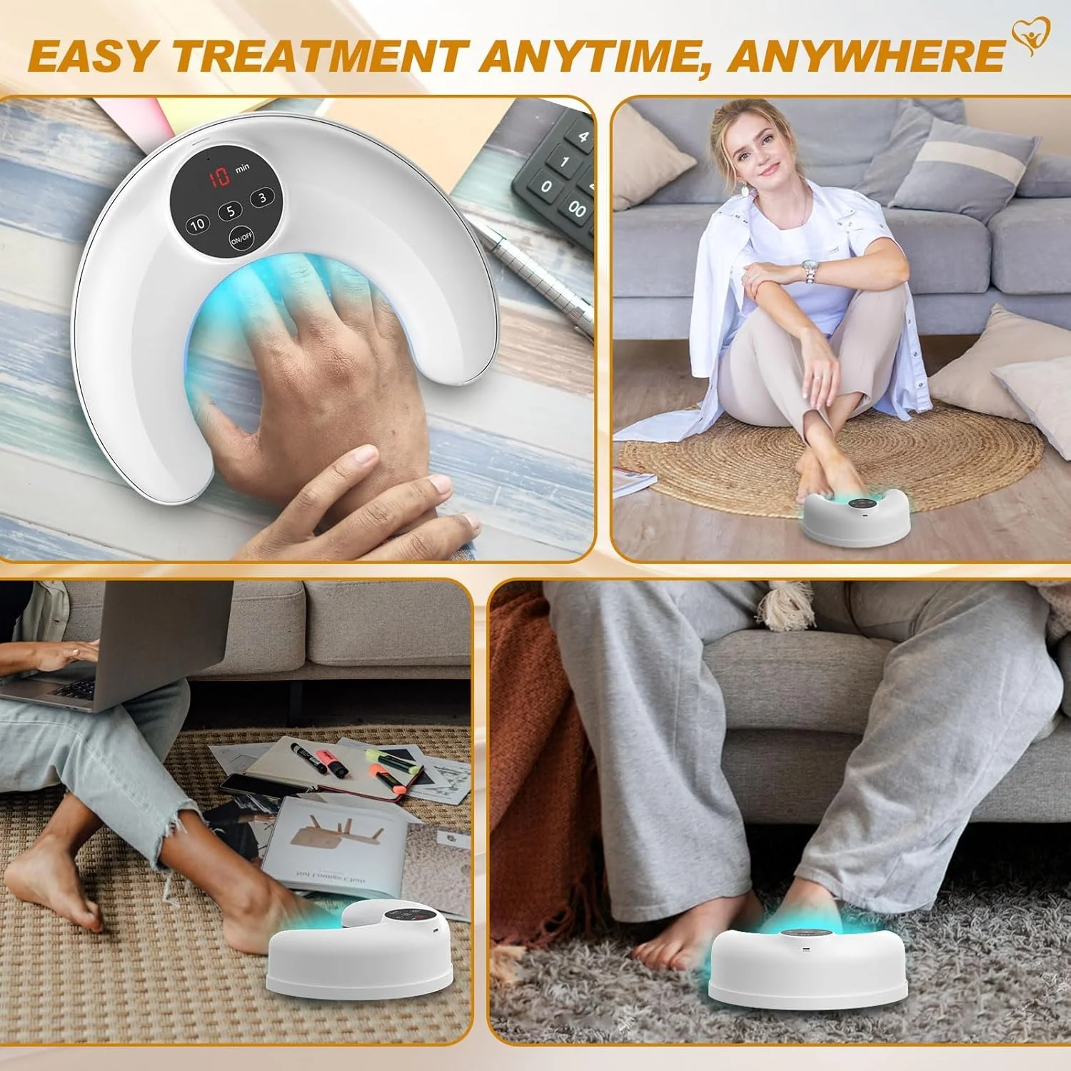 دستگاه لیزر قارچ ناخن بی سیم برای چندین ناخن، استفاده آسان، مناسب برای نور مادون قرمز رنگی و ضخیم شده 470 نانومتر 910 نانومتر آبی