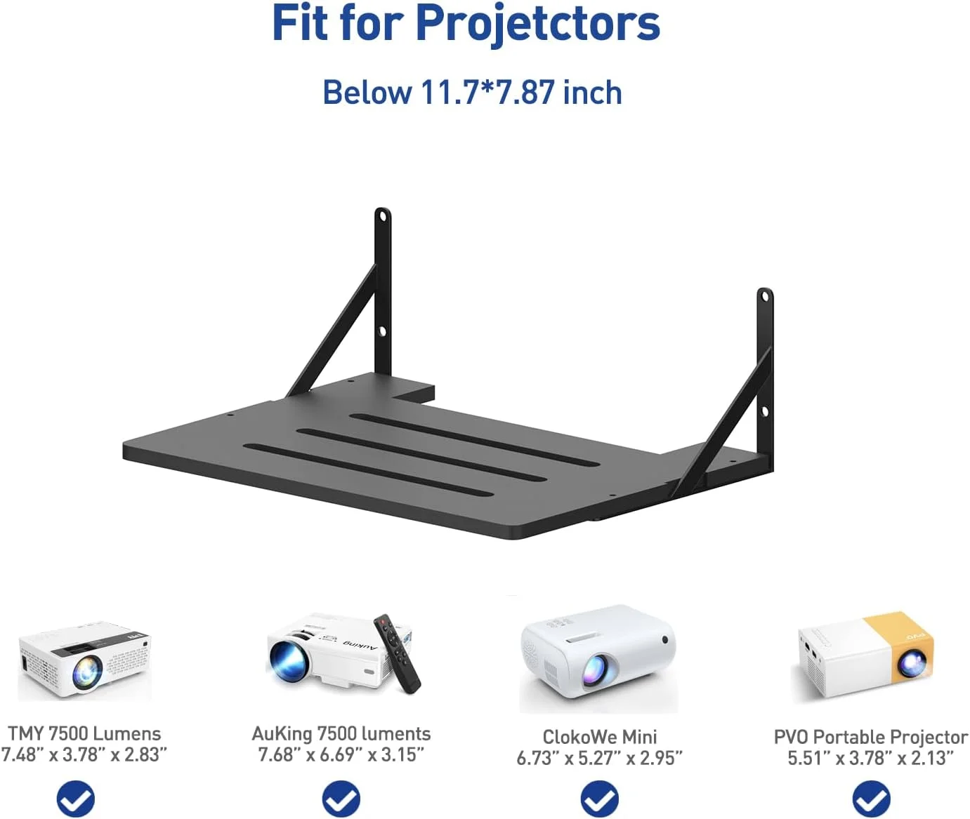 پایه پروژکتور کوچک مشکی AREAJD، قفسه پروژکتور/پایه دیواری جعبه کابل/پایه دیواری روتر، پایه دیواری شناور پروژکتور، قفسه پروژکتور دیواری، لوازم جانبی پایه نگهدارنده پروژکتور