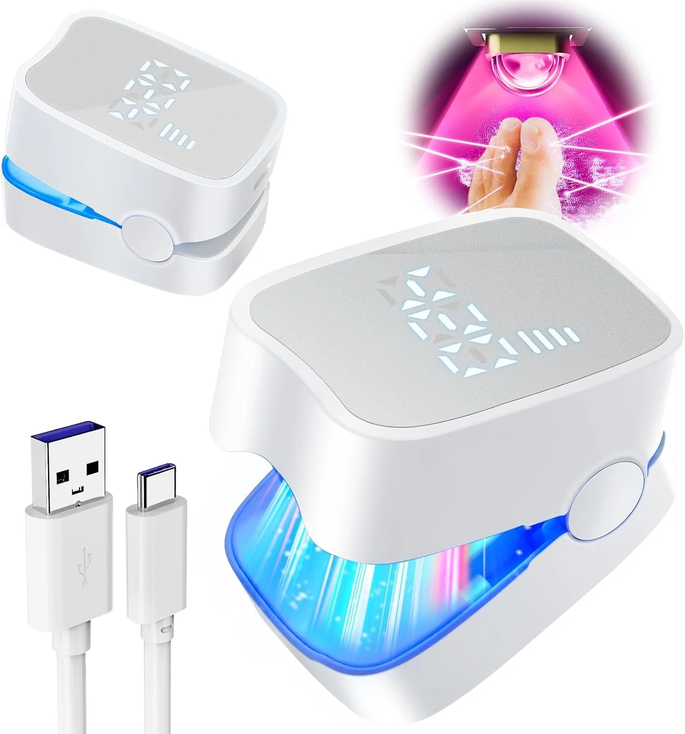 دستگاه درمان قارچ ناخن TERRIFI با قابلیت ارتقا، نمایشگر زمان و قابل شارژ، مناسب برای ناخن های پا و دست آسیب دیده، تغییر رنگ داده و ضخیم، نور مادون قرمز 950 نانومتر و نور آبی 500 نانومتر