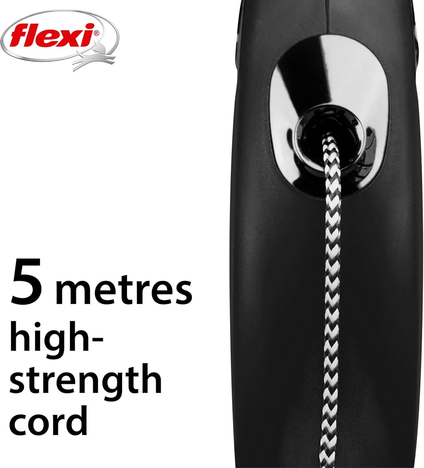طناب جمع شونده فلکسی مدل New Classic با طول 5 متر، مشکی، سایز کوچک